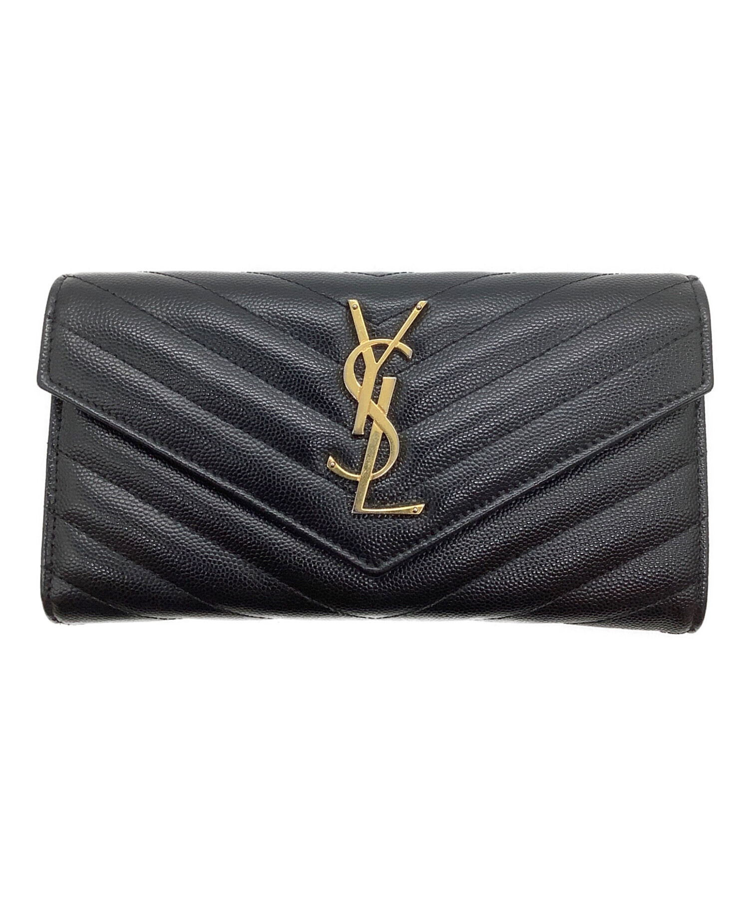 SAINT LAURENT PARIS 長財布 ブラック 中古・古着通販】Saint Laurent Paris (サンローランパリ) 長財布/YSL