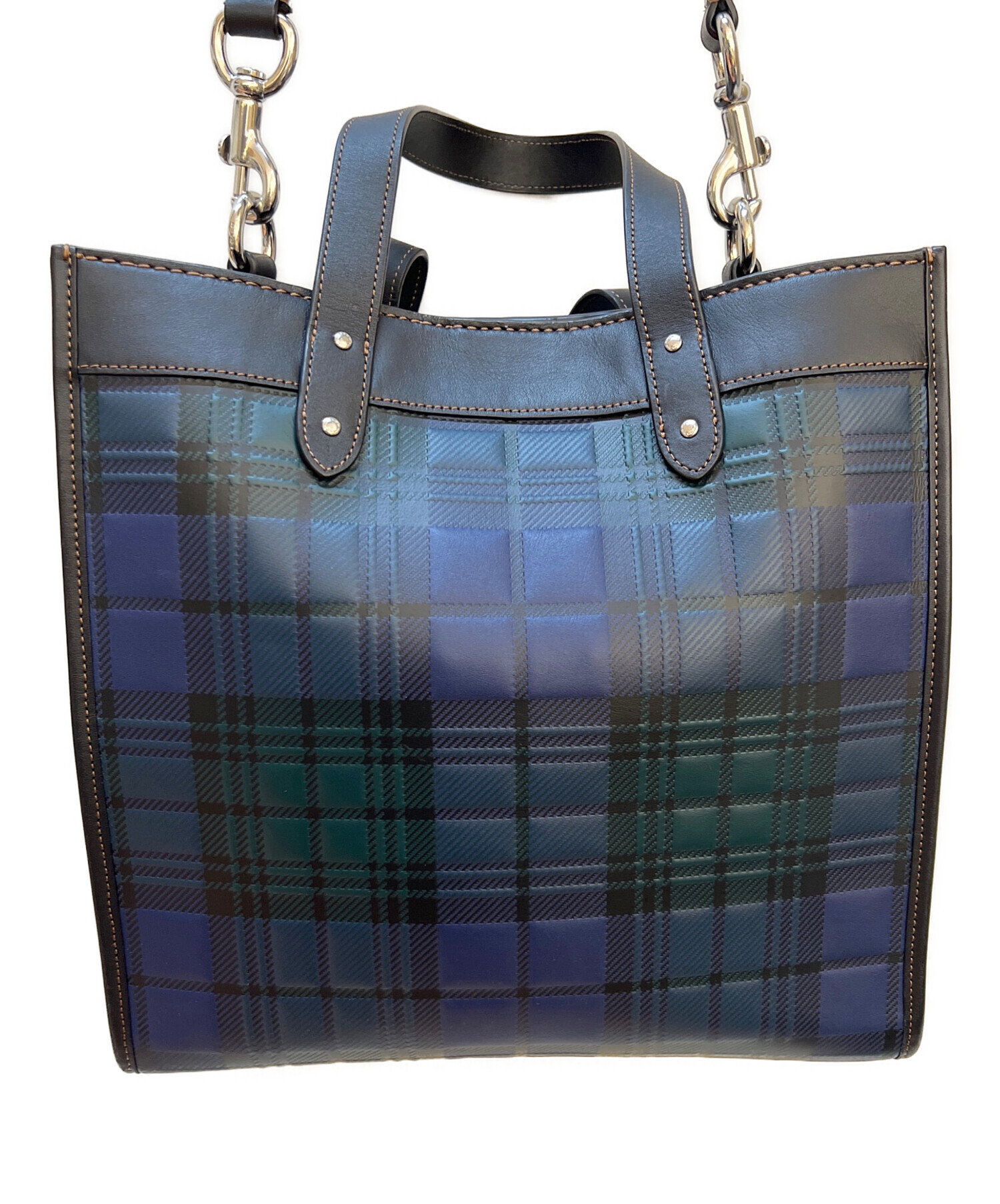 中古・古着通販】COACH (コーチ) 2WAYバッグ ブラック×グリーン×ブルー