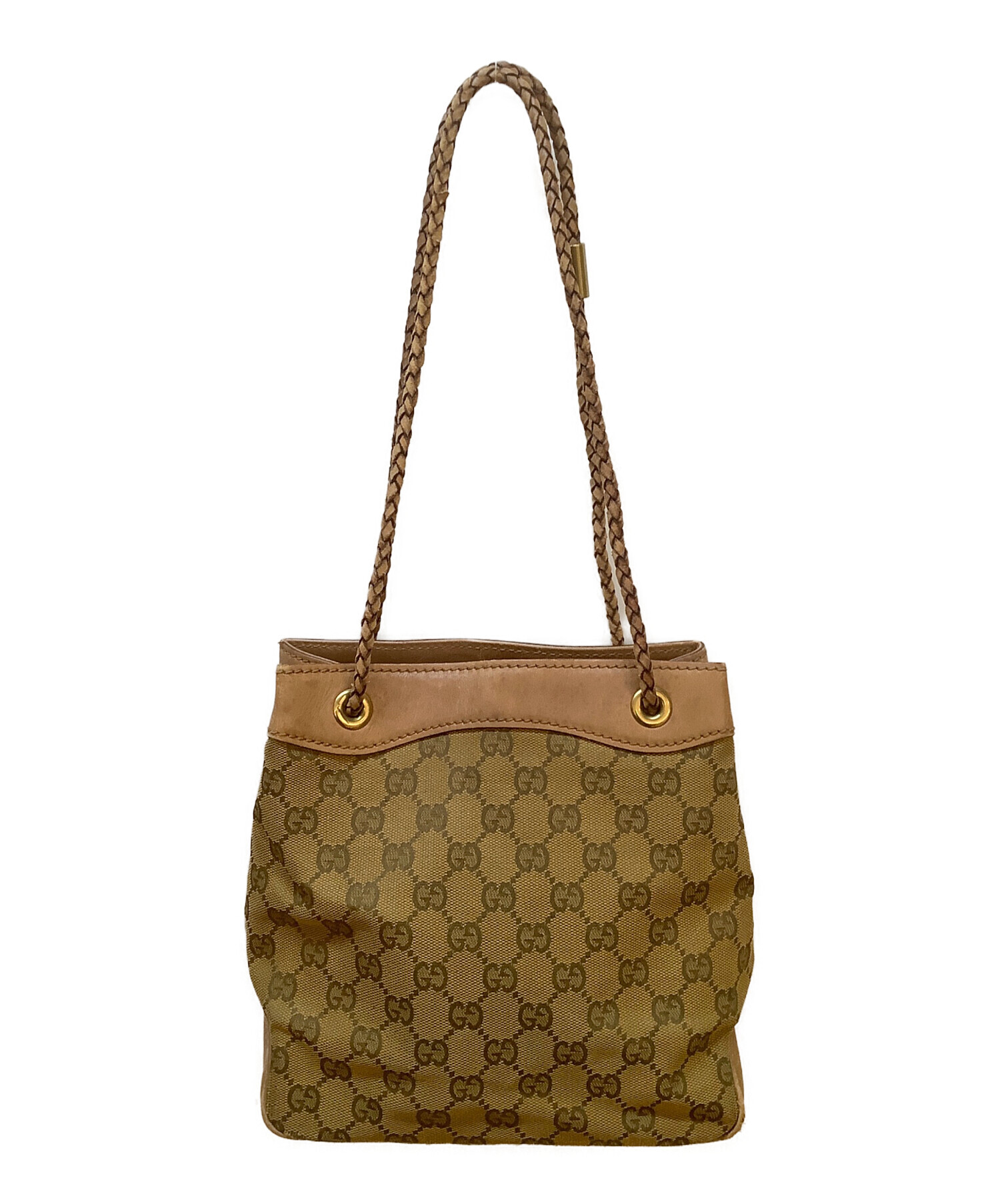 中古・古着通販】GUCCI (グッチ) 巾着ショルダーバッグ/GG ブラウン