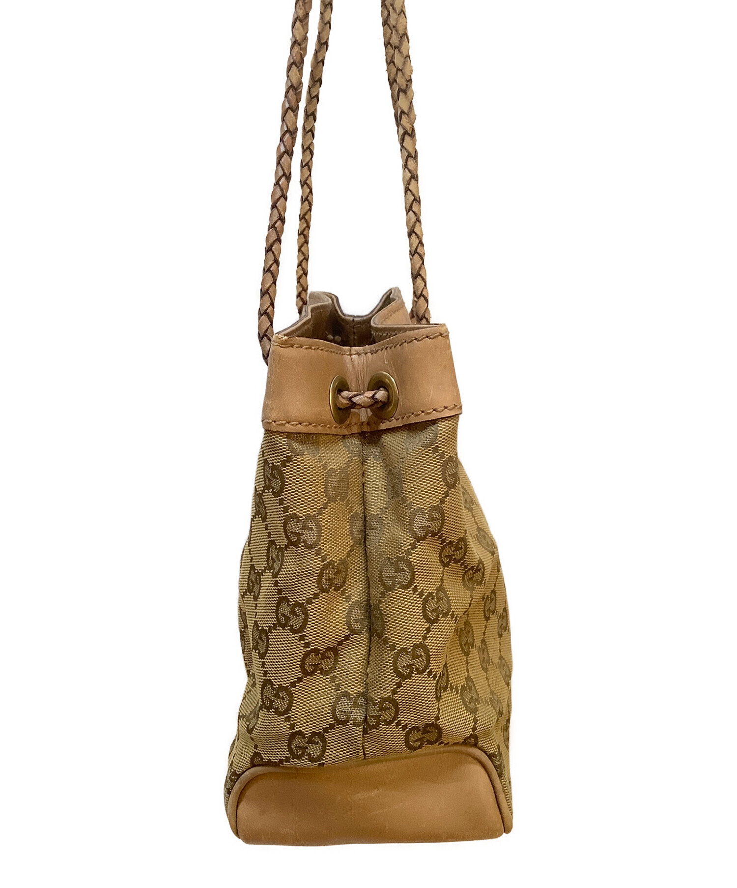 中古・古着通販】GUCCI (グッチ) 巾着ショルダーバッグ/GG ブラウン
