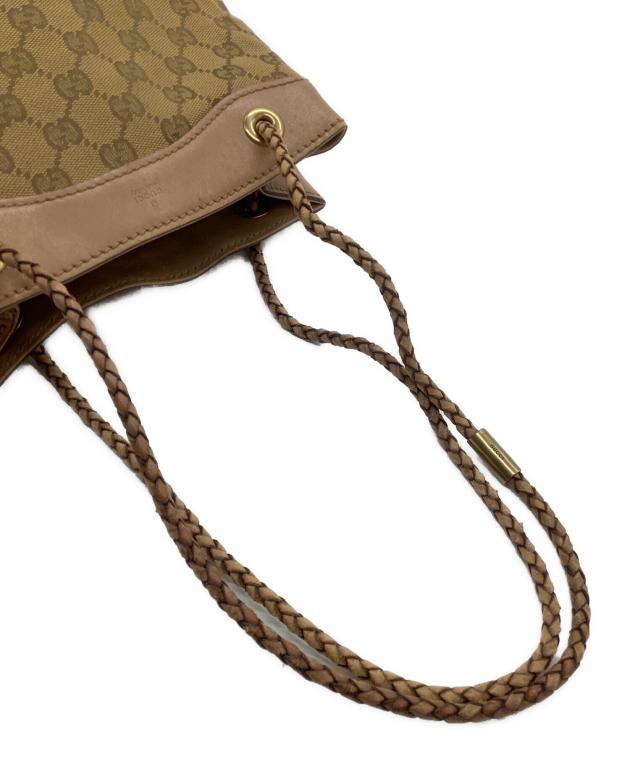 中古・古着通販】GUCCI (グッチ) 巾着ショルダーバッグ/GG ブラウン