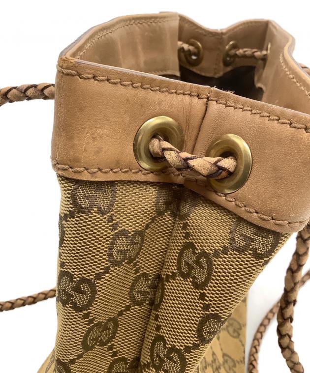 中古・古着通販】GUCCI (グッチ) 巾着ショルダーバッグ/GG ブラウン