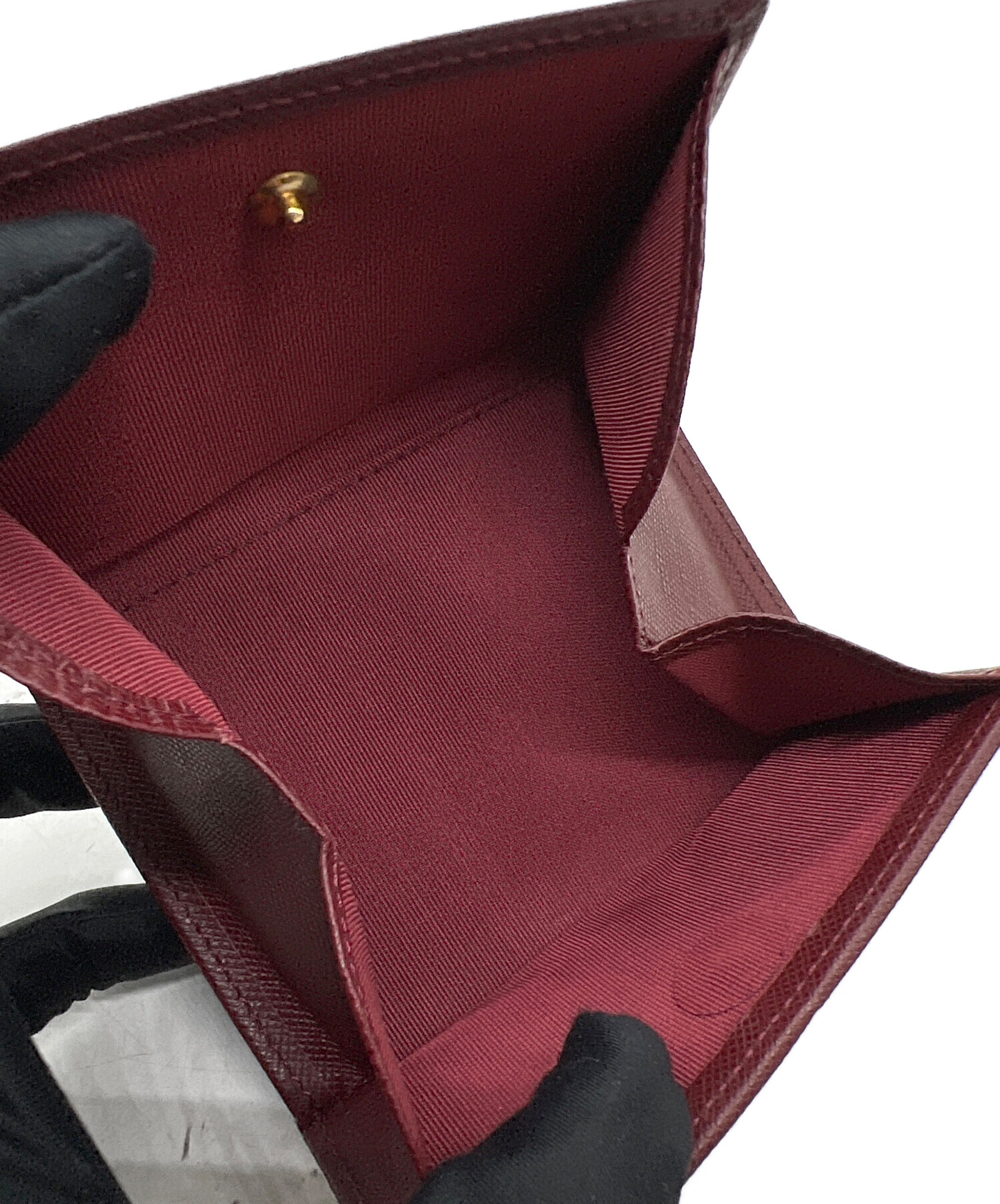 中古・古着通販】BURBERRY (バーバリー) 3つ折り財布 ワインレッド 