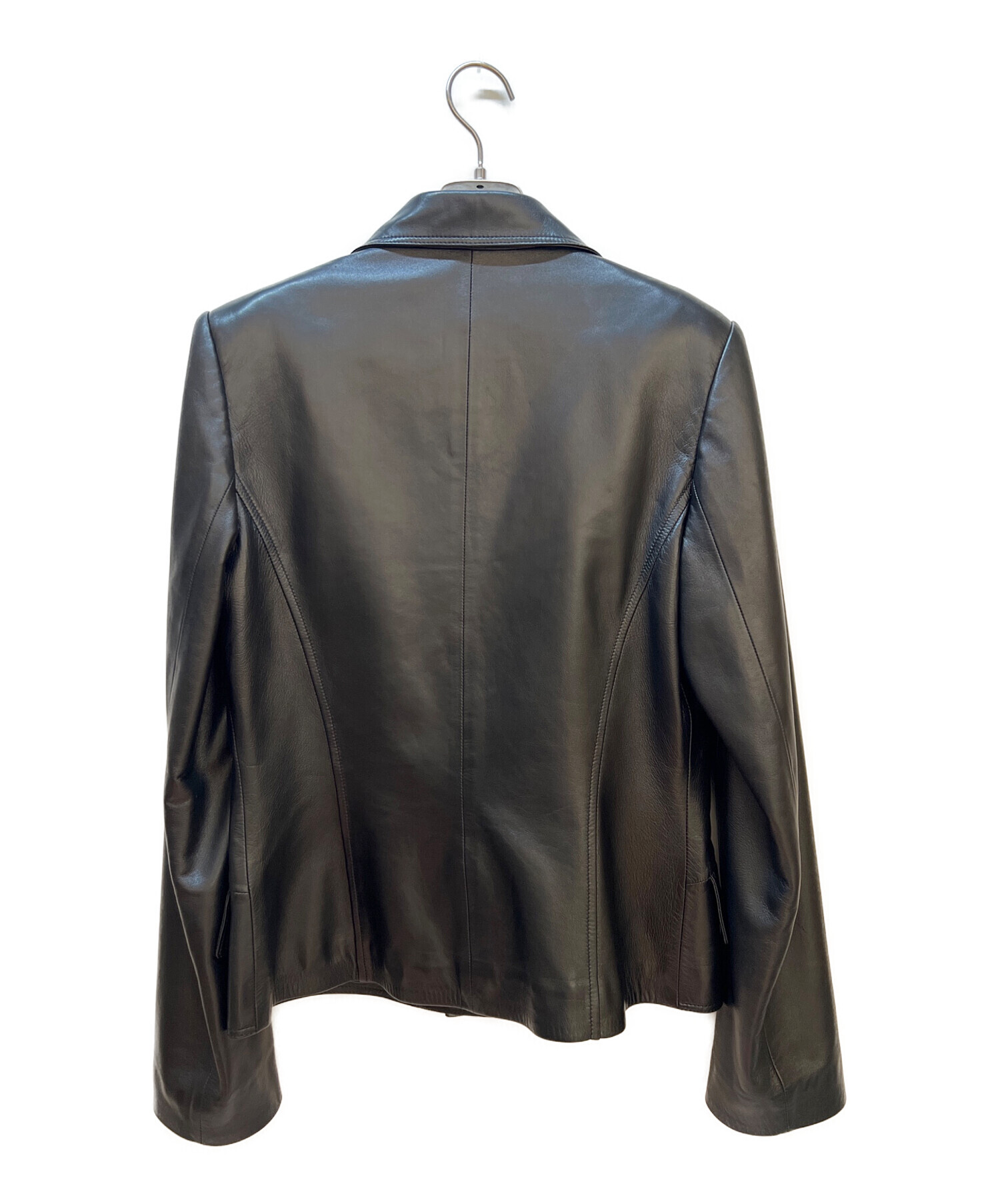中古・古着通販】LOEWE (ロエベ) レザーテーラードジャケット ブラック