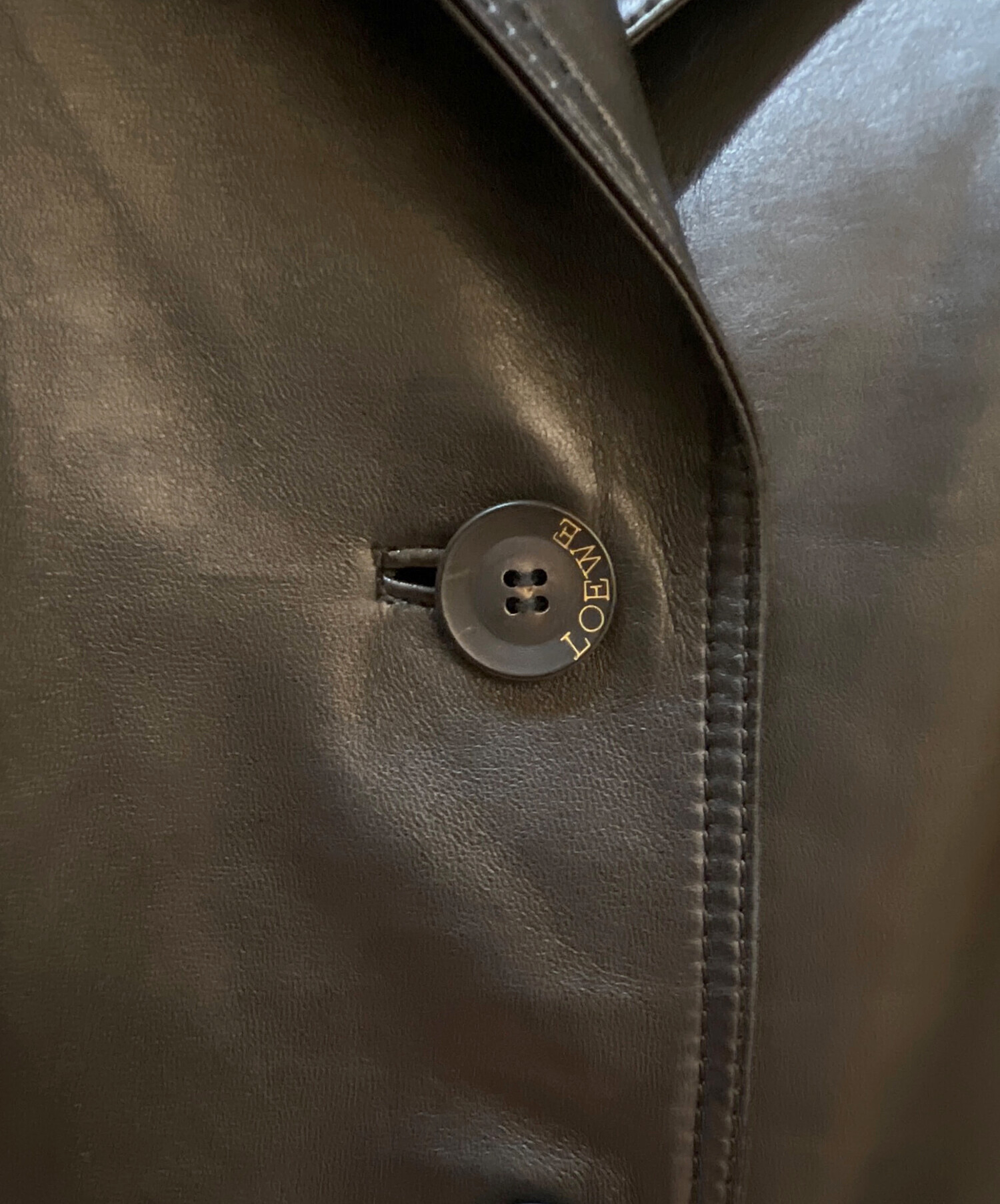 中古・古着通販】LOEWE (ロエベ) レザーテーラードジャケット ブラック