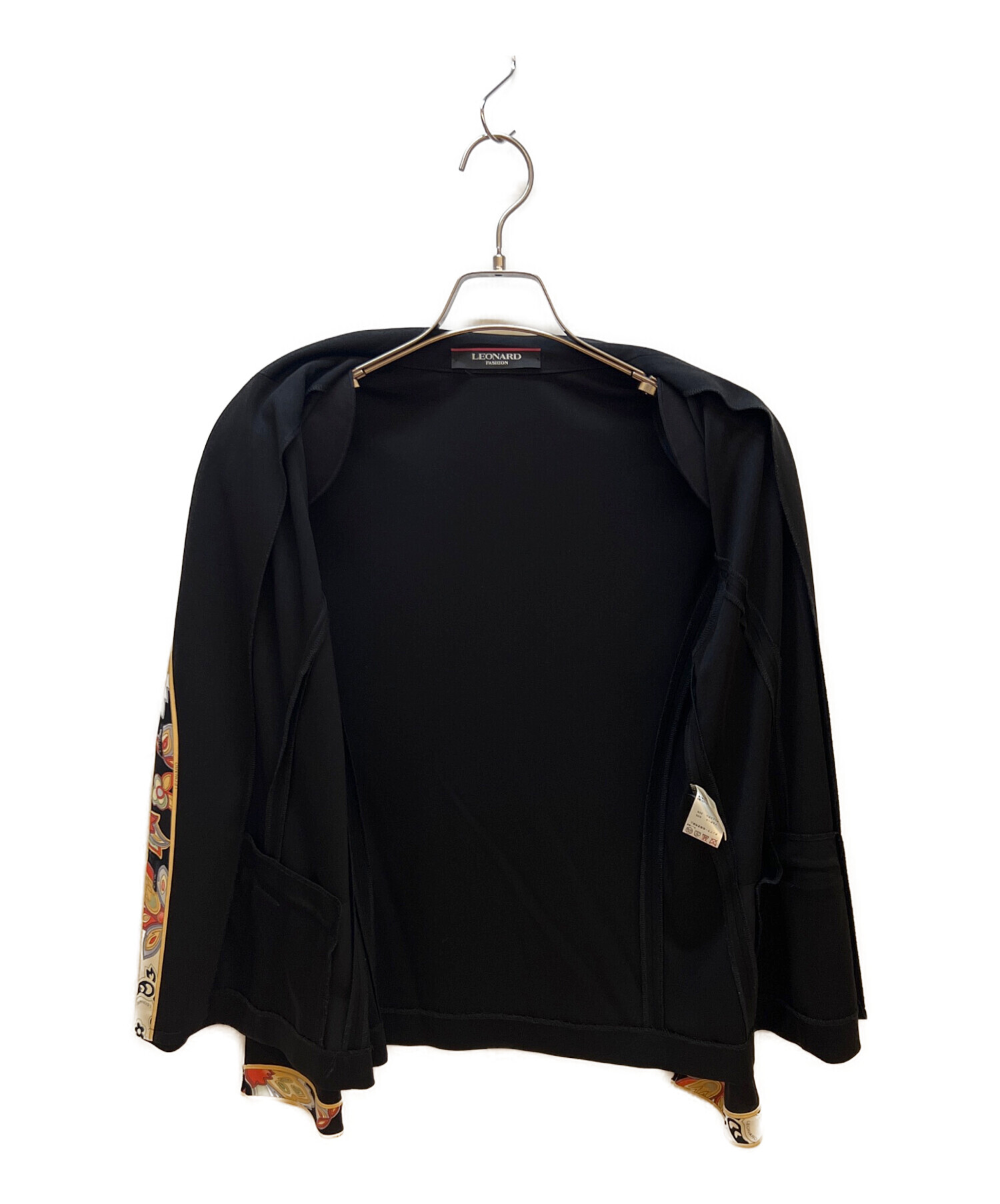 レオナール ファッション 総柄　テーラードジャケット ブラック M 中古・古着通販】LEONARD FASHION (レオナールファッション