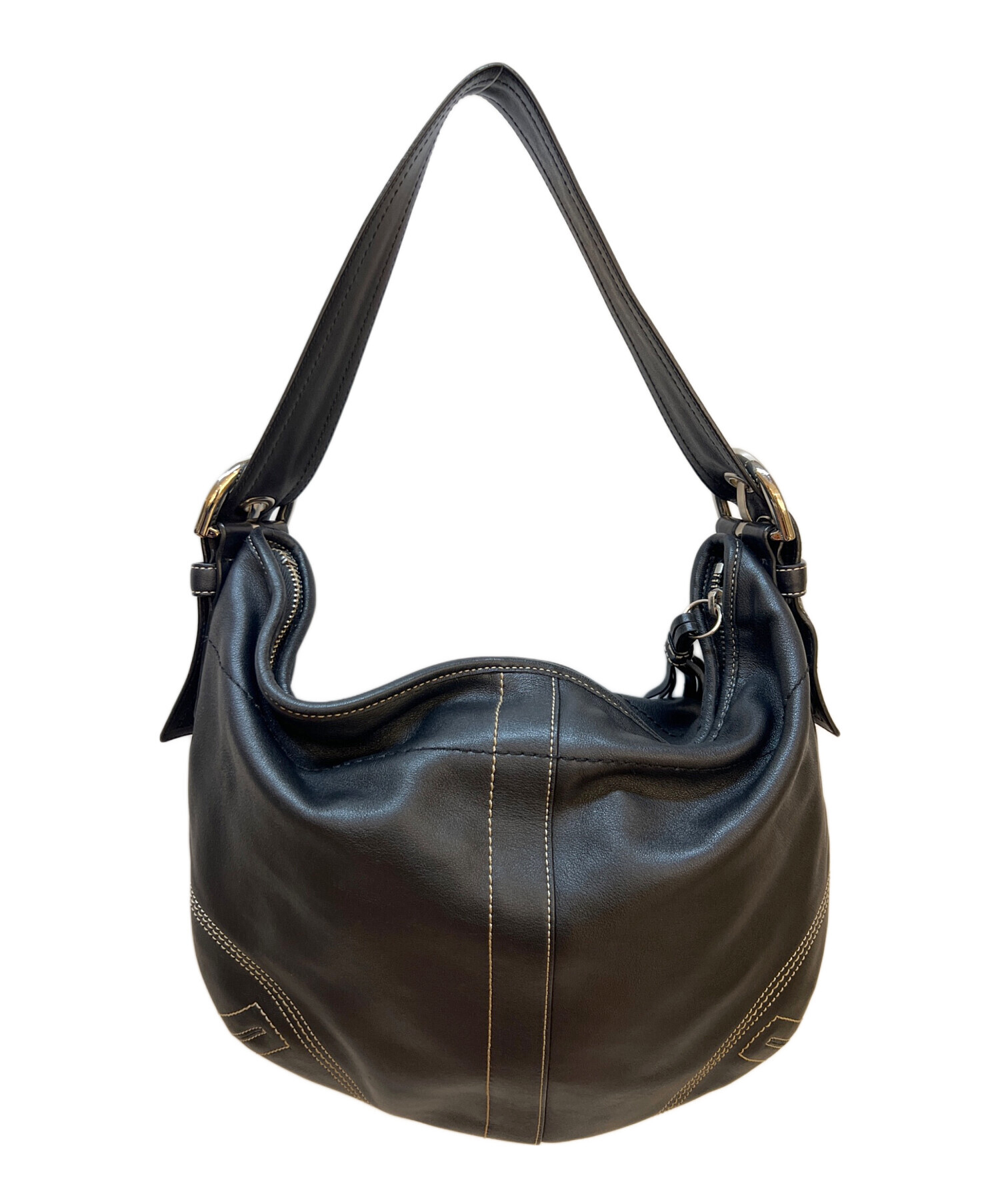 未使用品✨️COACH ターンロック ワンショルダーバッグ シグネチャー ブラック 中古・古着通販】COACH (コーチ) ワンショルダーバッグ ブラック