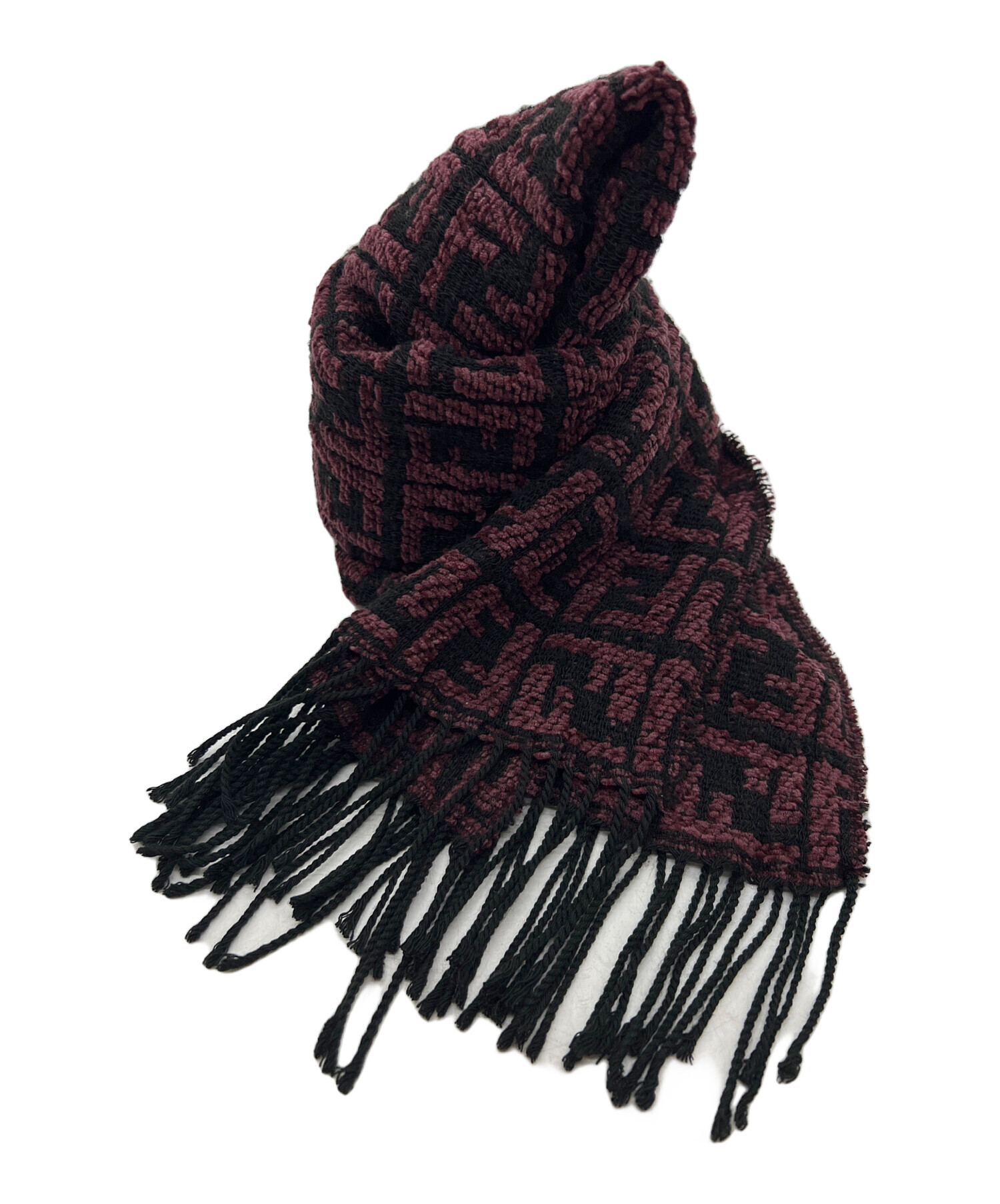 FENDI ロゴ入り マフラー レッド/ブラック 中古・古着通販】FENDI (フェンディ) モールヤーンマフラー パープル
