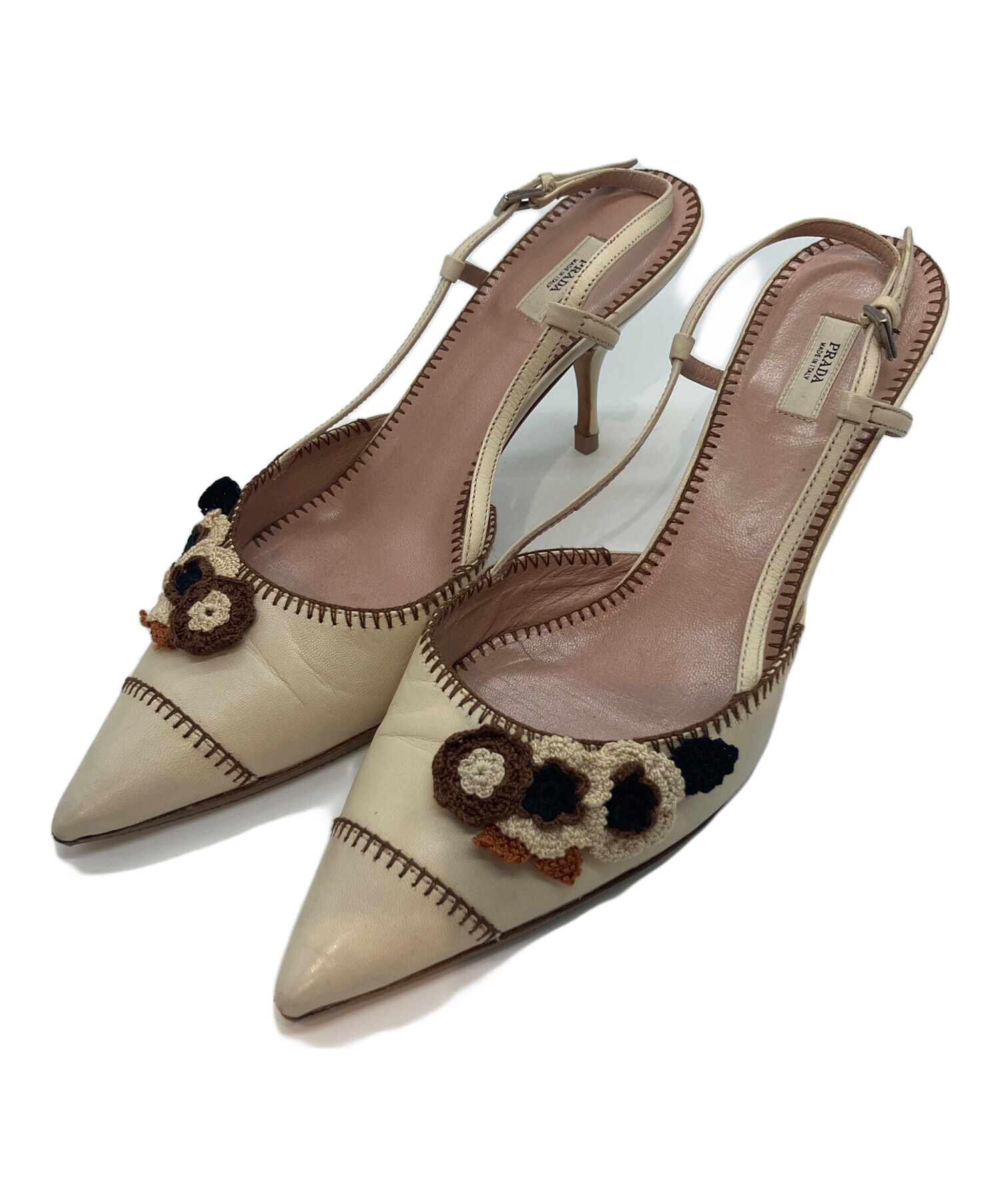 中古・古着通販】PRADA (プラダ) ヒールパンプス アイボリー サイズ:39