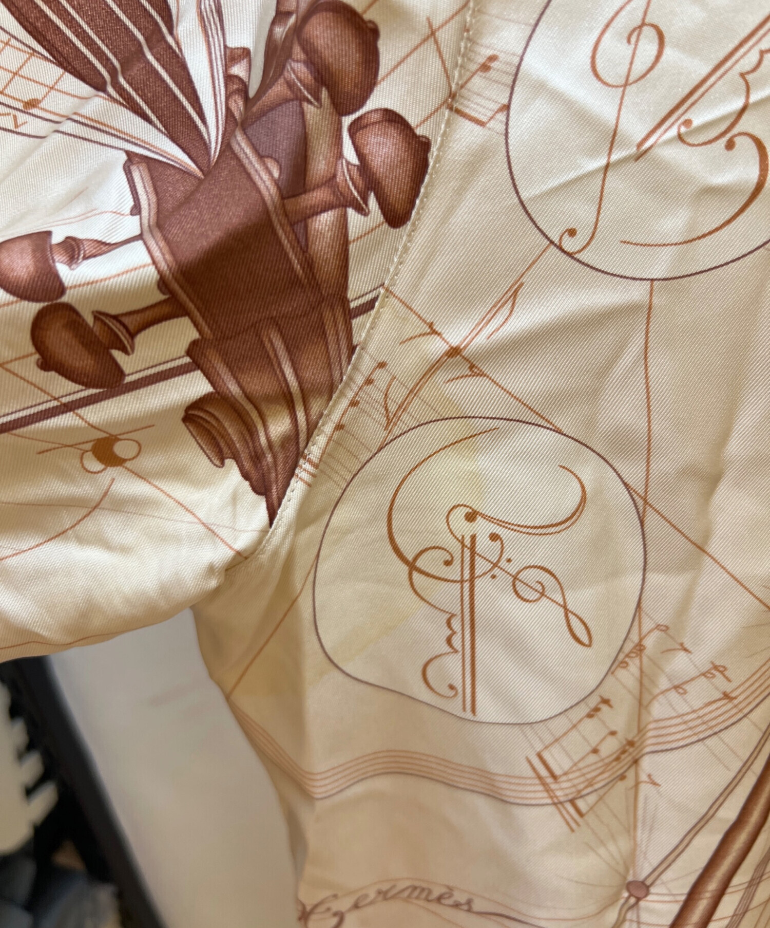 中古・古着通販】HERMES (エルメス) 長袖シャツ ホワイト×ベージュ