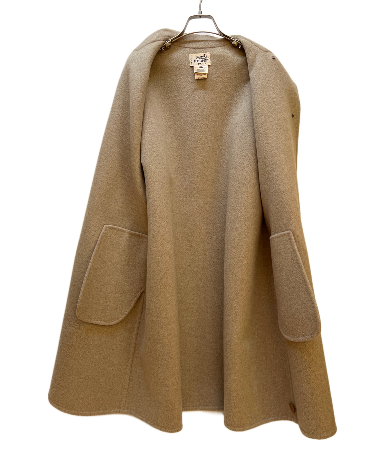 HERMES コート カシミヤ ヴィンテージ サイズ38 真贋済 正規品 中古・古着通販】HERMES (エルメス) カシミヤコート ベージュ サイズ