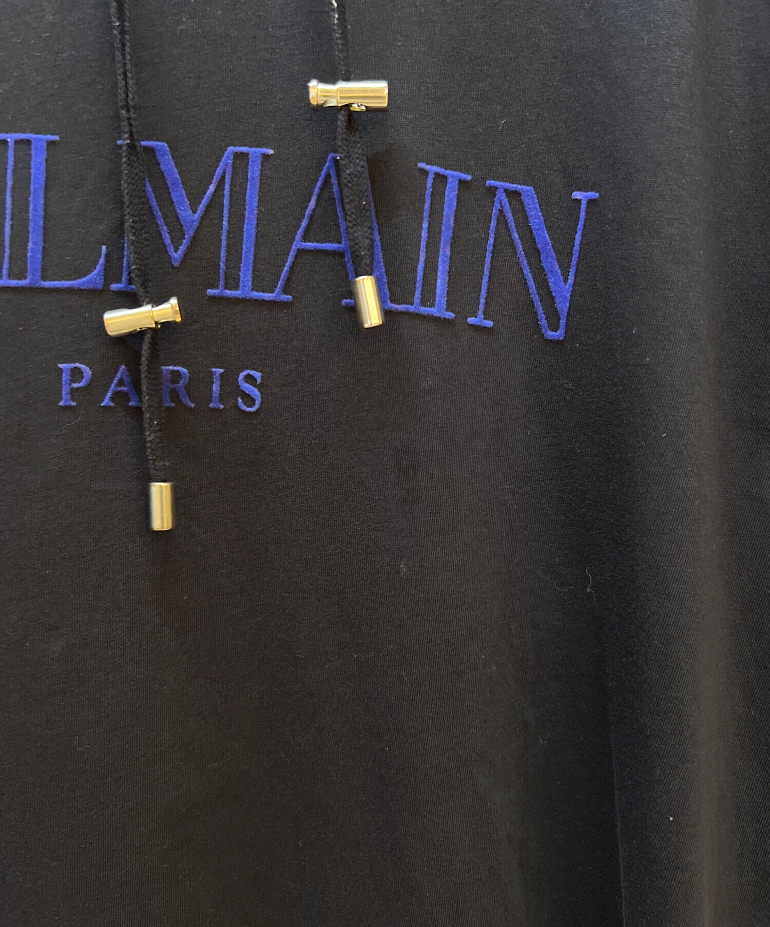 中古・古着通販】BALMAIN (バルマン) パーカー ブラック×ブルー サイズ