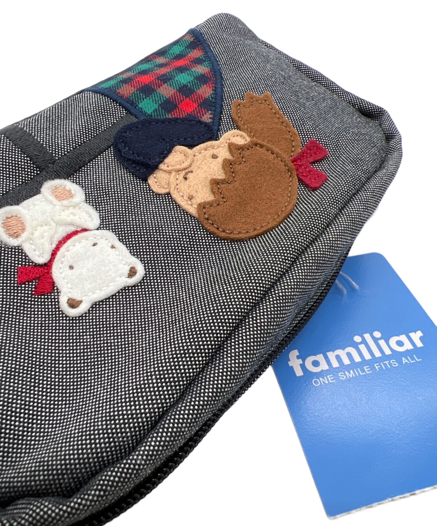 中古・古着通販】familiar (ファミリア) ポーチ グレー 未使用品