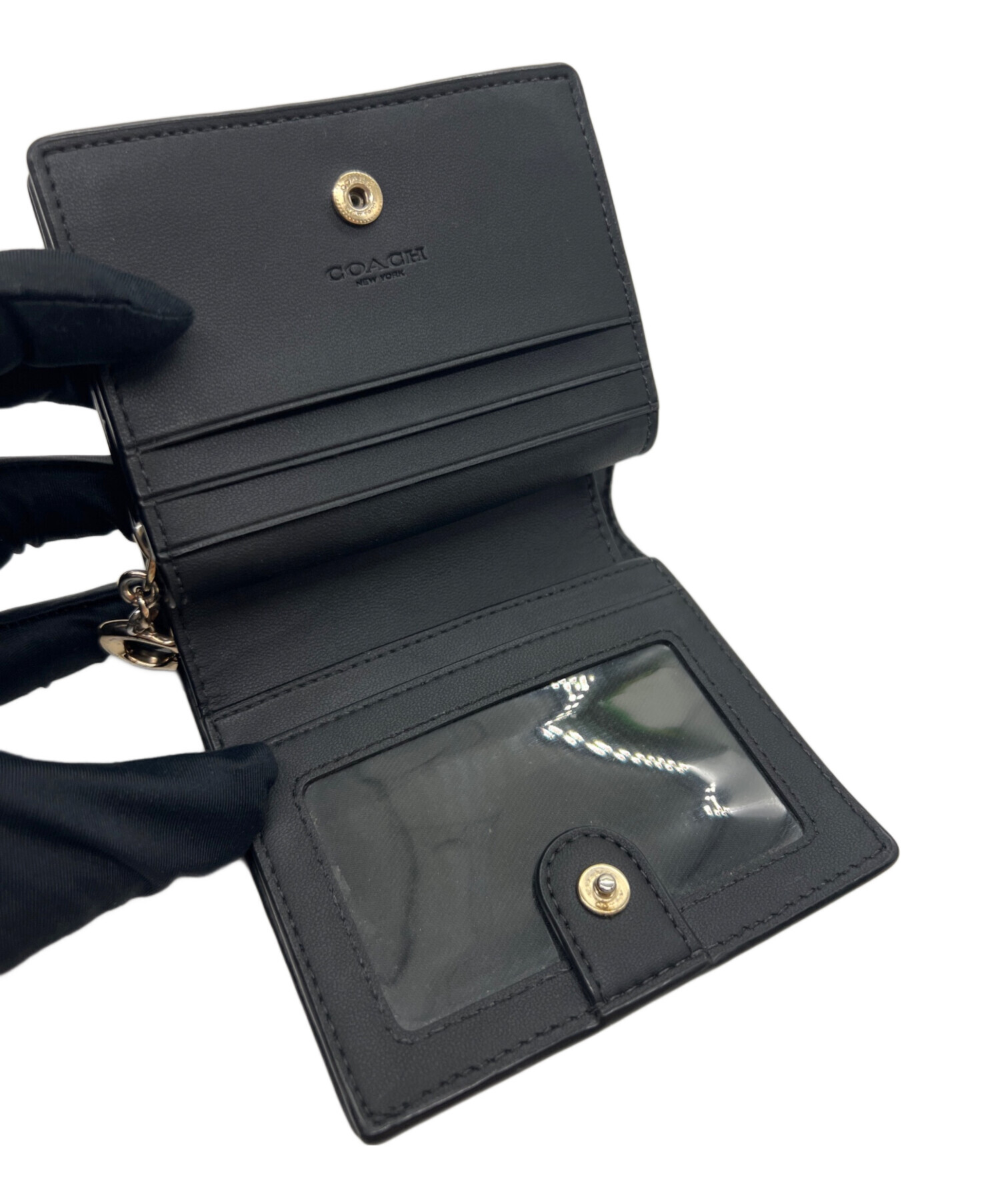中古・古着通販】COACH (コーチ) 2つ折り財布 ブラック｜ブランド