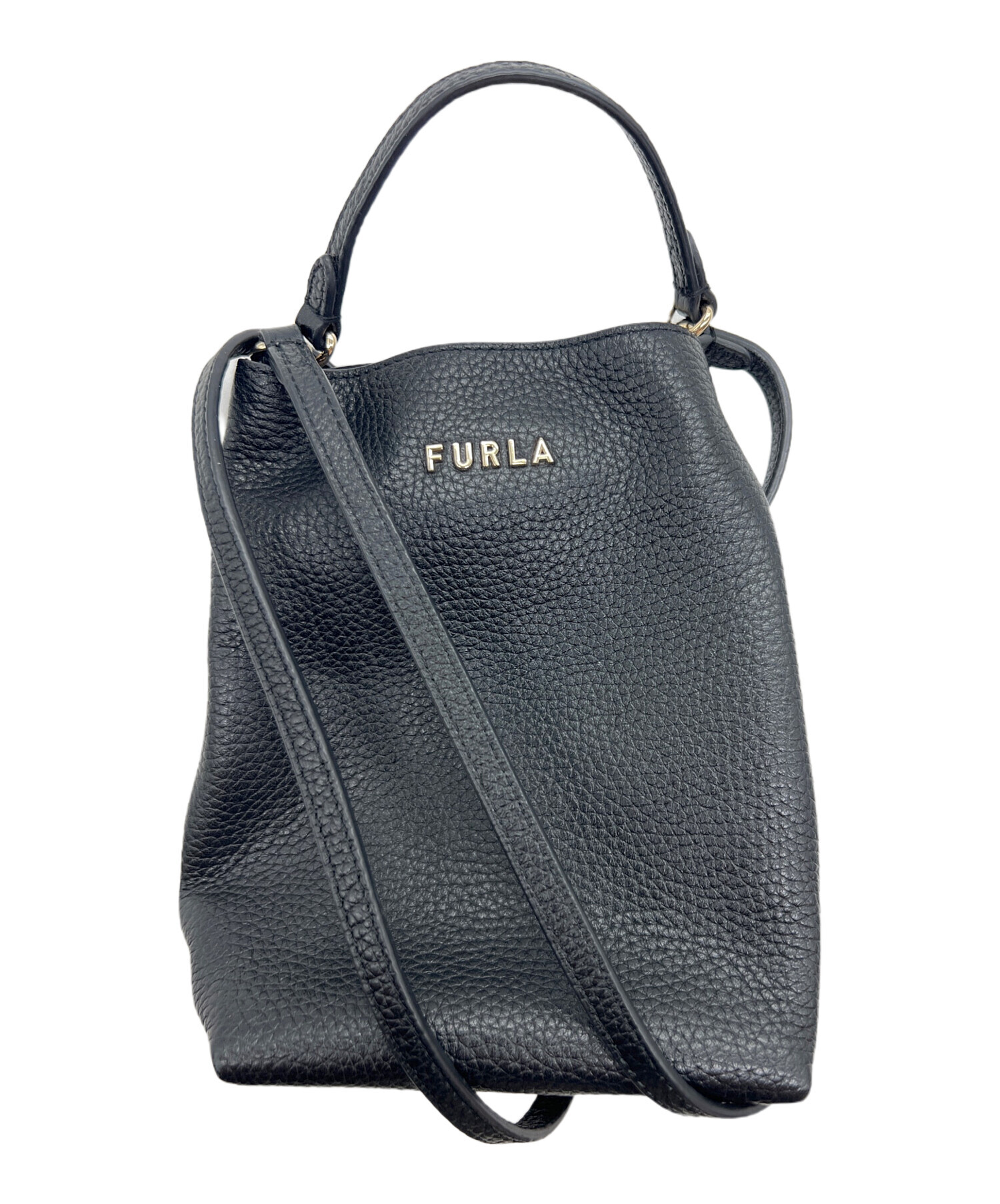 【未使用品】FURLA ブラック 本革ショルダーバッグ 中古・古着通販】FURLA (フルラ) ショルダーバッグ ブラック｜ブランド