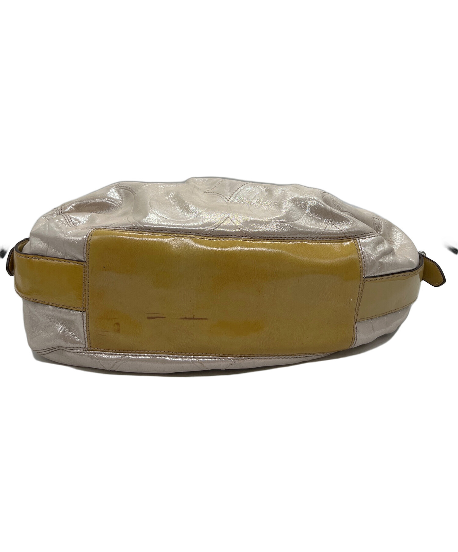 中古・古着通販】COACH (コーチ) ハンドバッグ ベージュ×イエロー