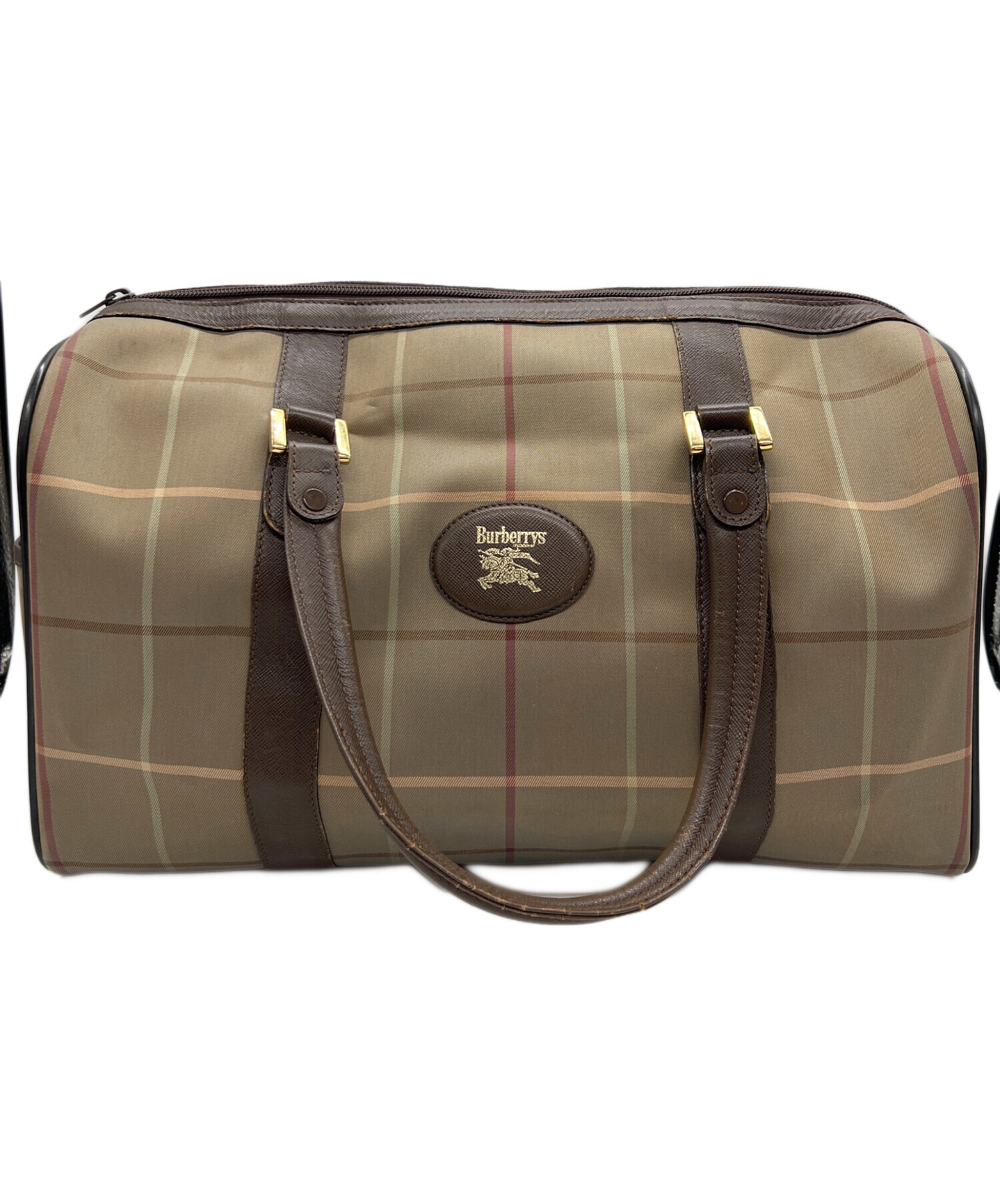 バーバリー ボストンバッグ ノバチェック キャンバス ヴィンテージ 旅行 カーキ 中古・古着通販】Burberry's (バーバリーズ) ノヴァチェックボストン