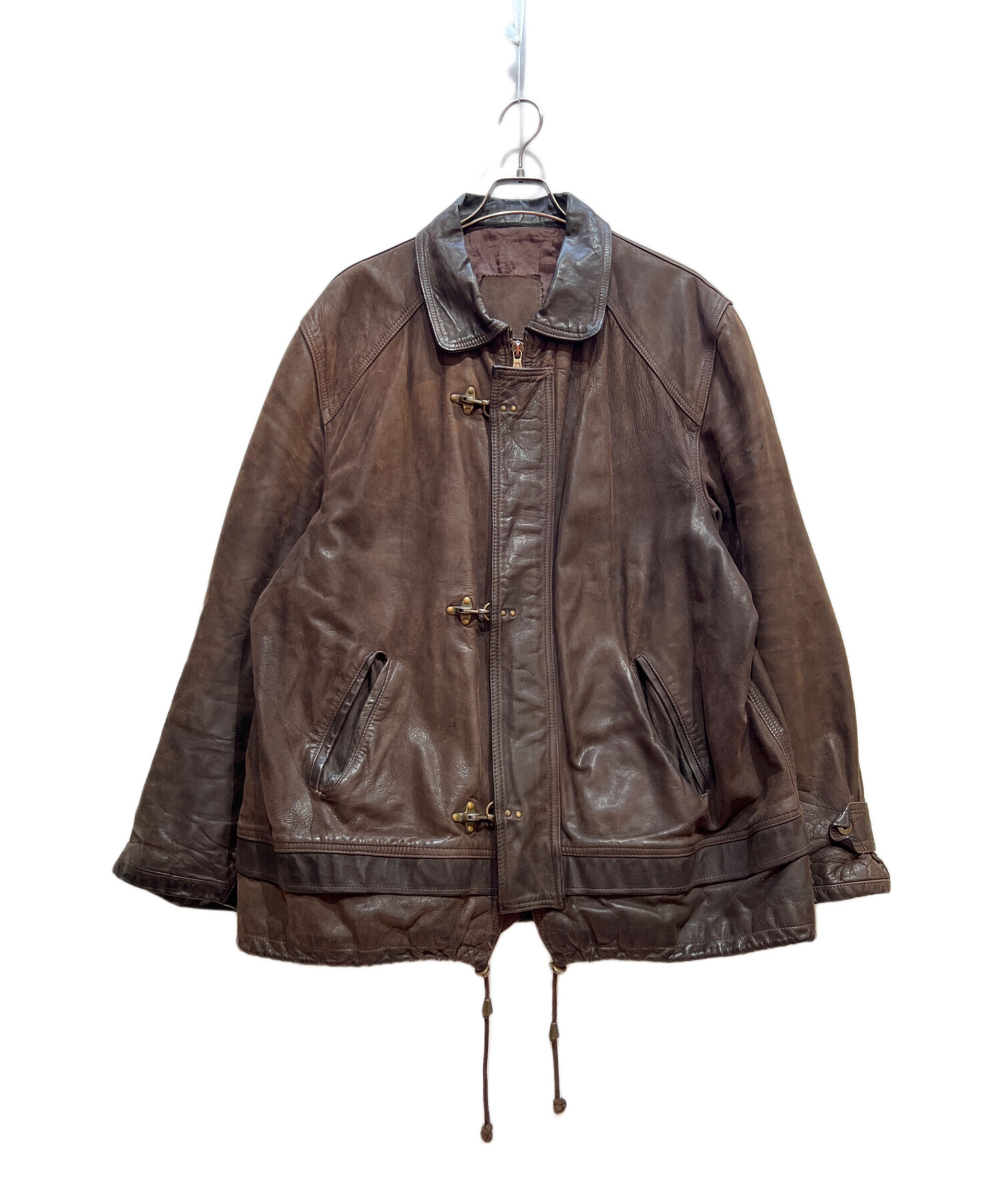 イタリア製 古着 90's ベラペレ レザージャケット ブラウン 中古・古着通販】VERA PELLE (ベラペレ) ファイヤーマンレザー