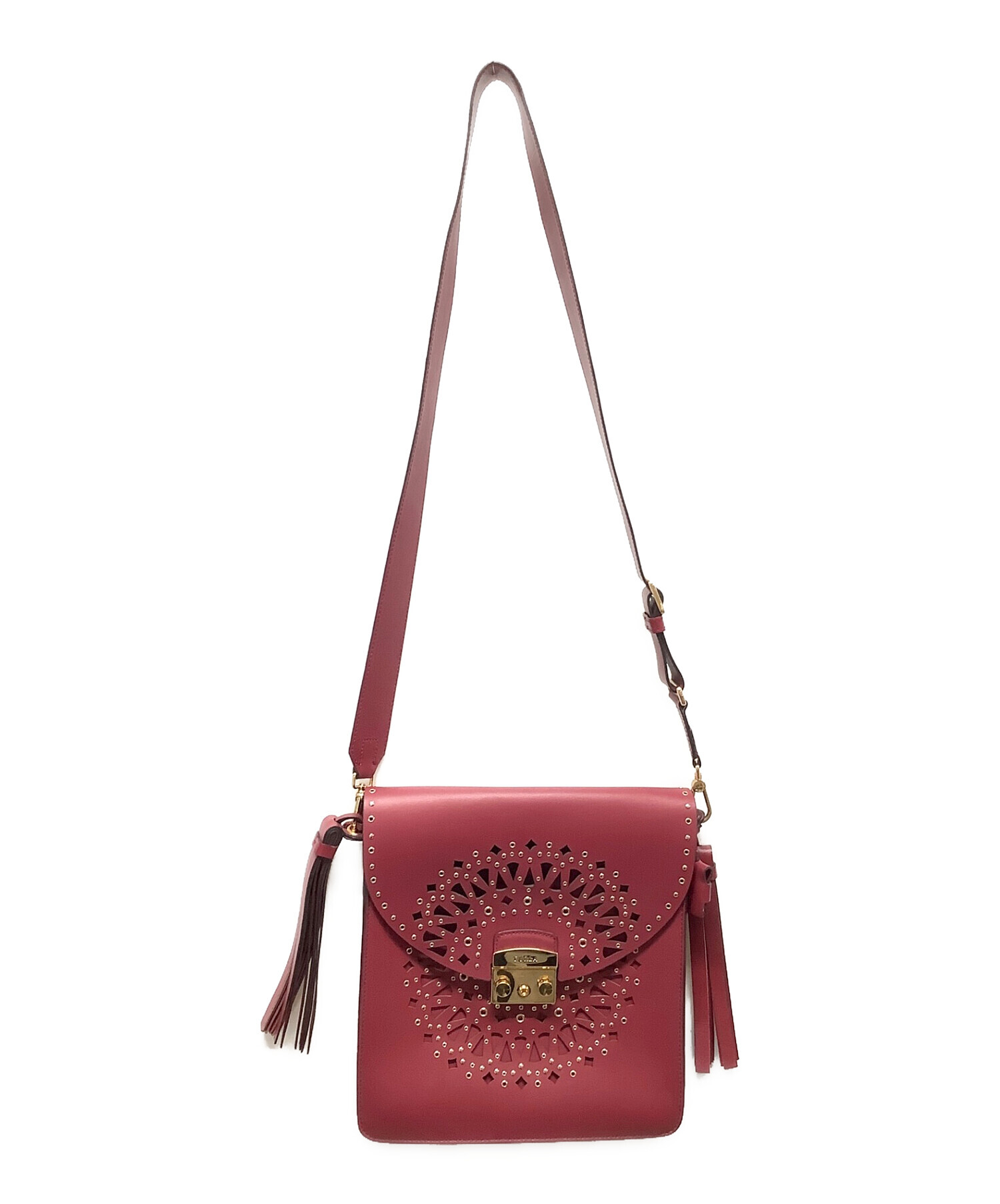 中古・古着通販】FURLA (フルラ) レザーショルダーバッグ ピンク 