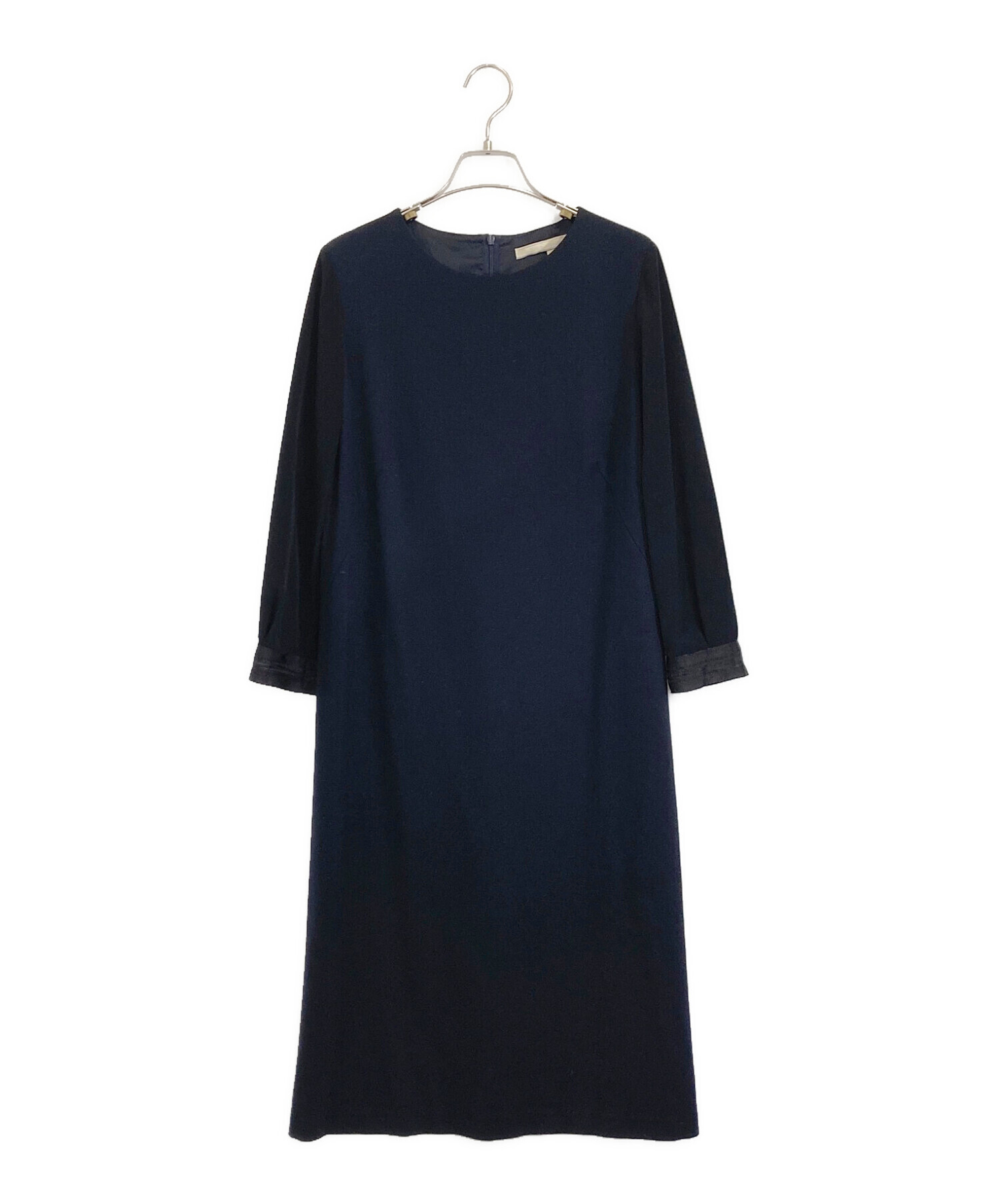 ワンピース、自由区、ネイビー、切り替えワンピース 23区 クリスタル