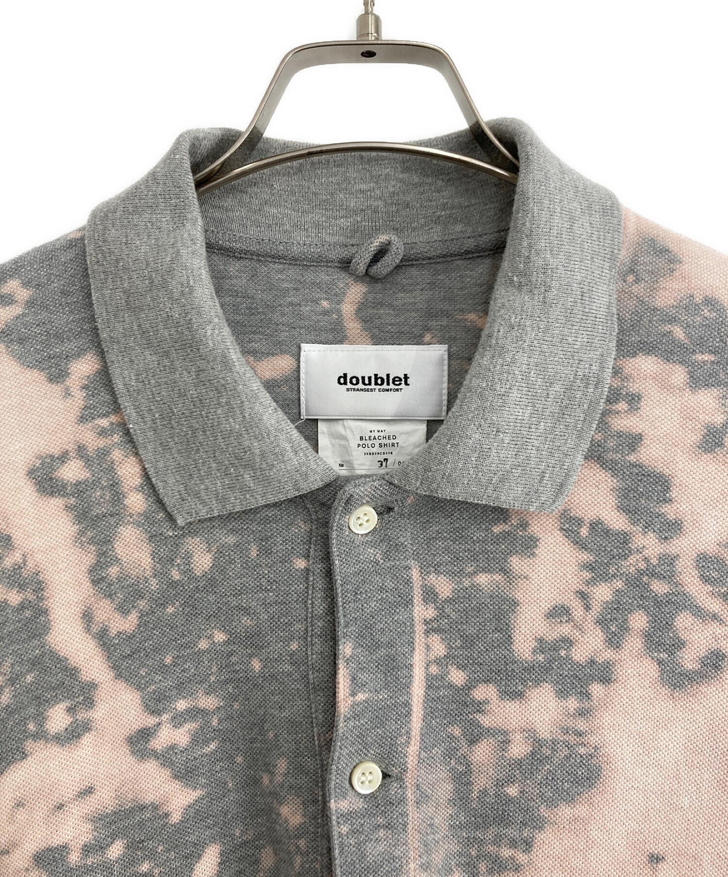 中古・古着通販】doublet (ダブレット) BLEACHED POLO SHIRT グレー
