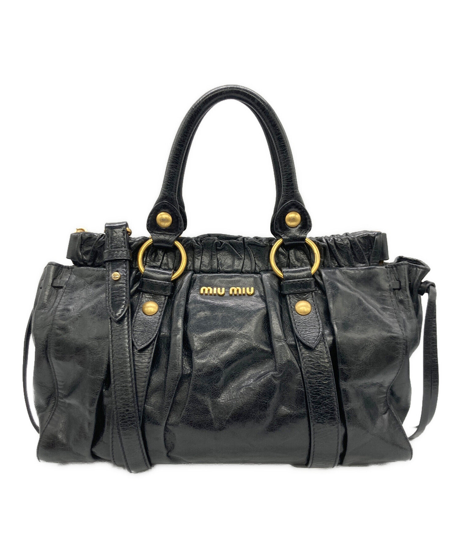 MIU MIUハンドバッグ2wayバッグ 中古・古着通販】MIU MIU (ミュウミュウ) MIU MIU 2WAYバッグ ブラック