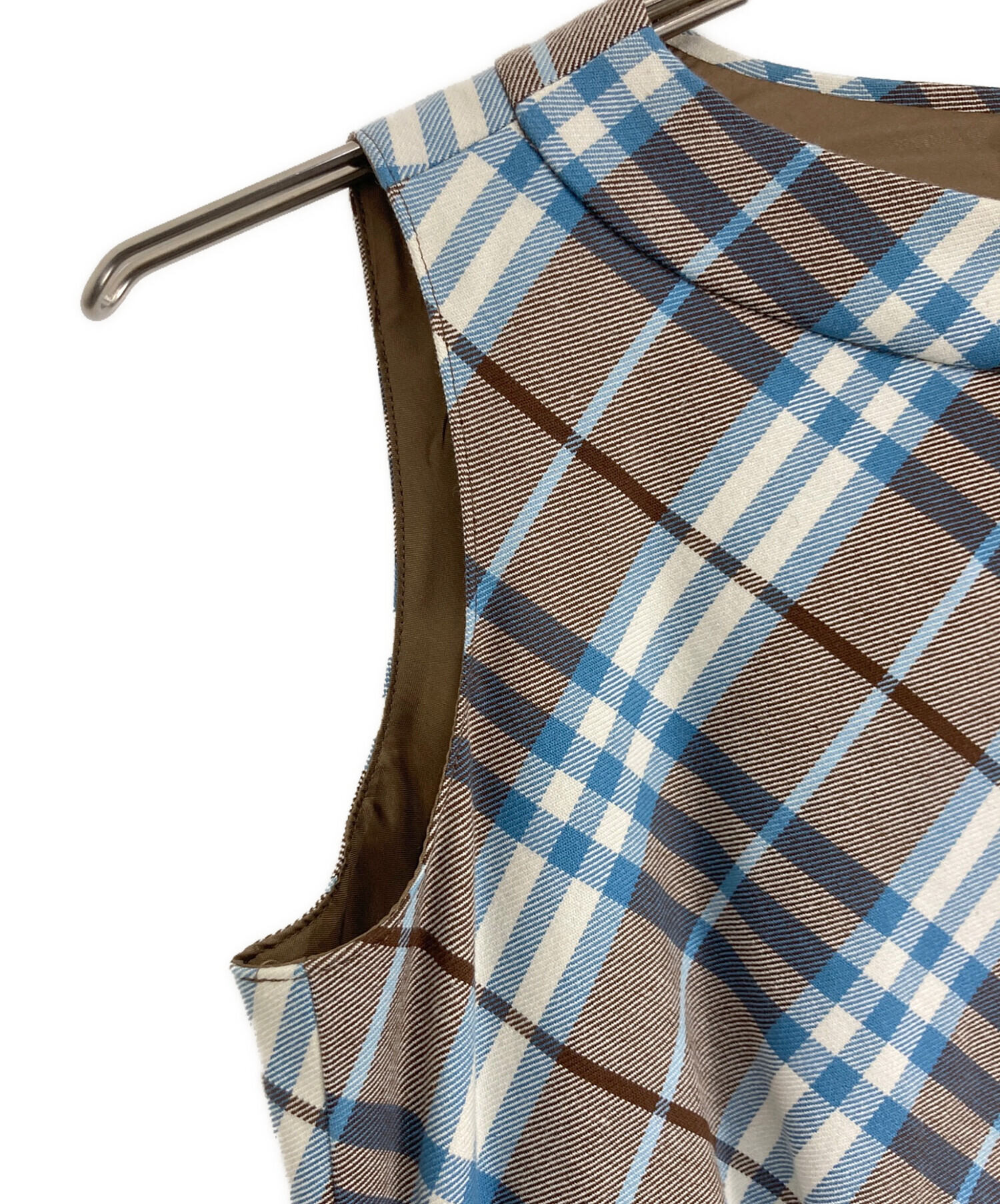 BURBERRY BLUE LABEL ノースリーブワンピース 36 BURBERRY BLUE LABEL チェック柄 ノースリーブワンピース 36