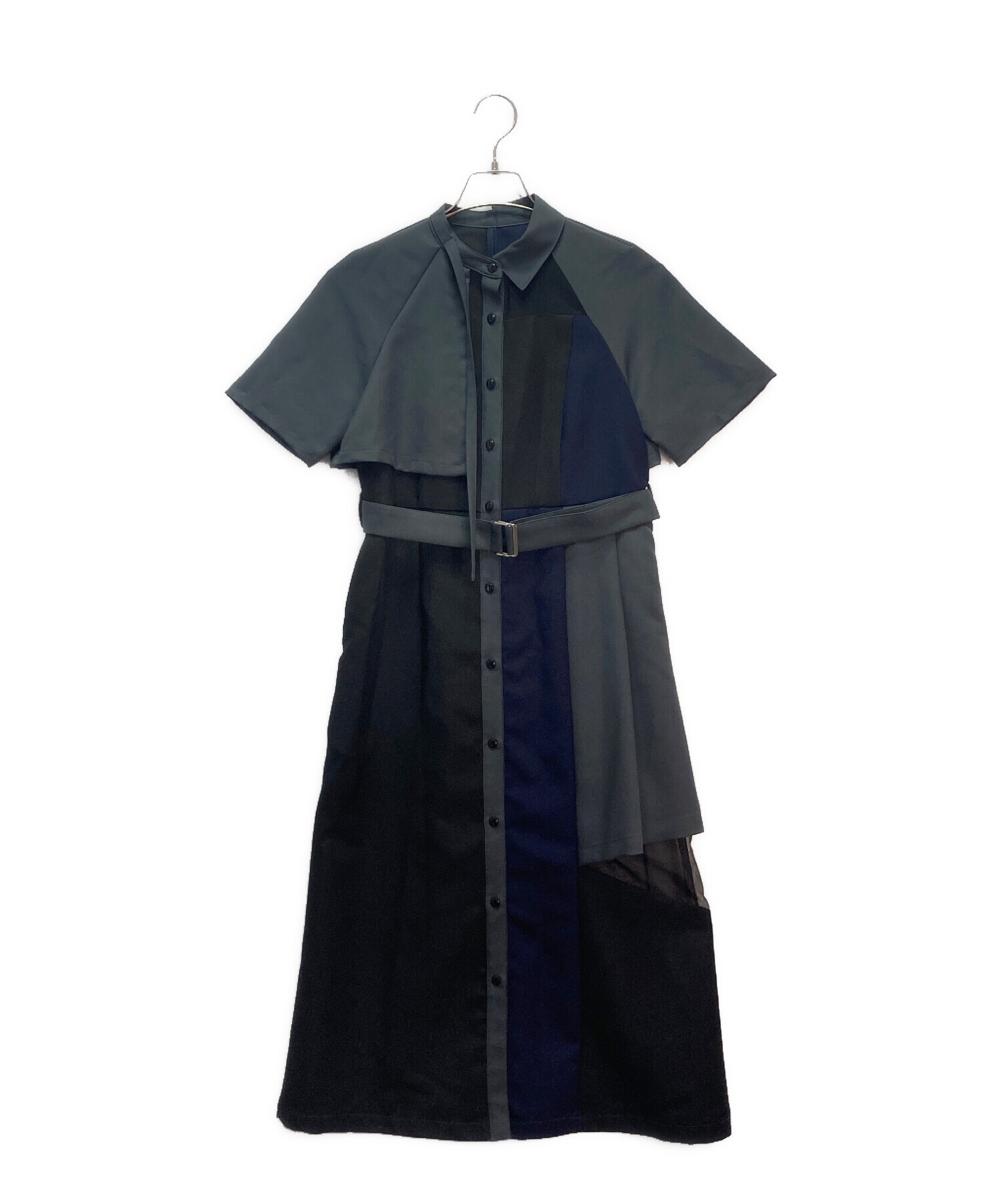 UNITED TOKYO アーティクルコンビワンピース　ブラック/ブルー 中古・古着通販】UNITED TOKYO (ユナイテッドトーキョー) シアーコンビ