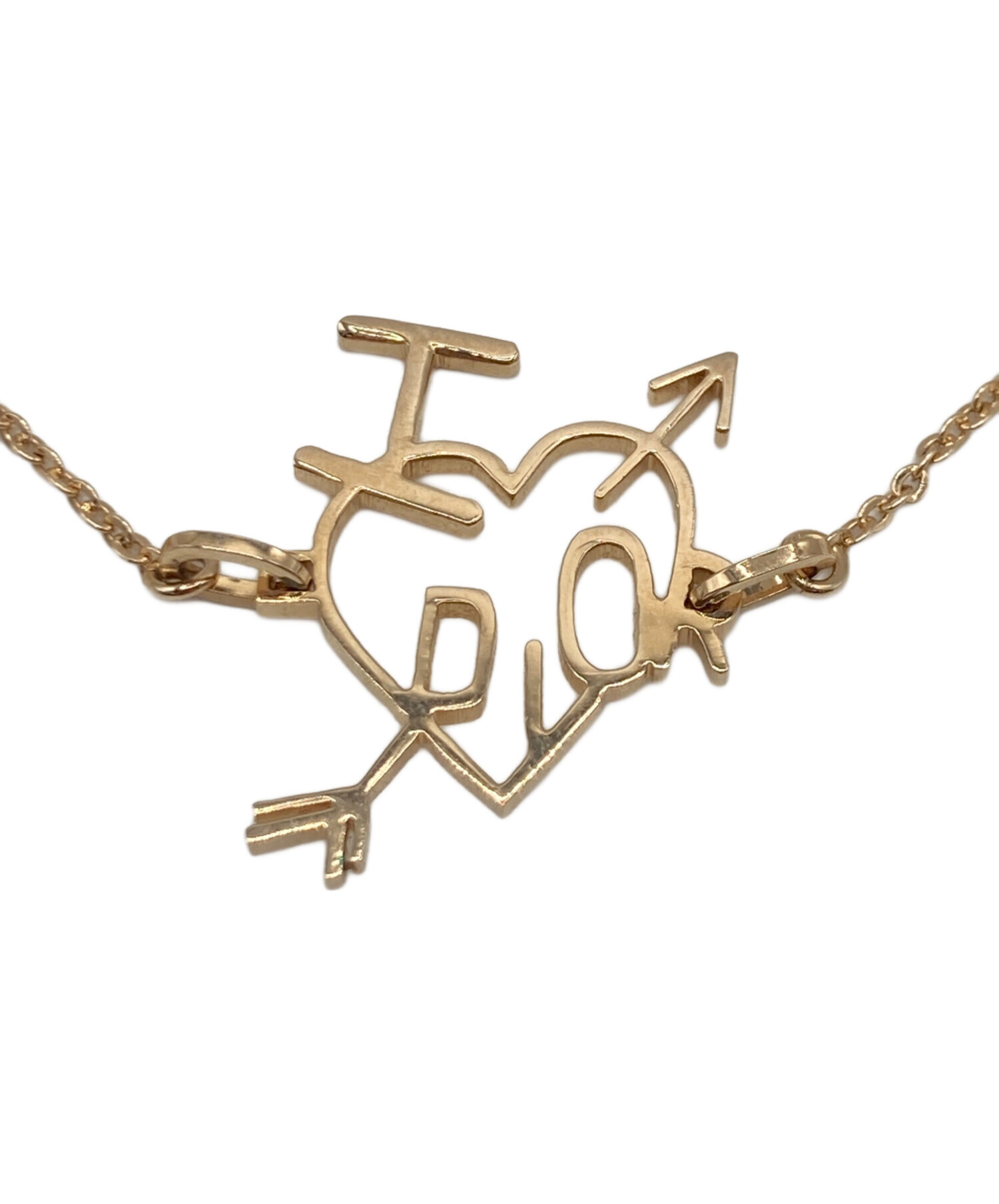 Christian Dior　ディオール◇ロゴ　ハート Dior ディオール ネックレス ハート CDロゴ ラインストーン ゴールド