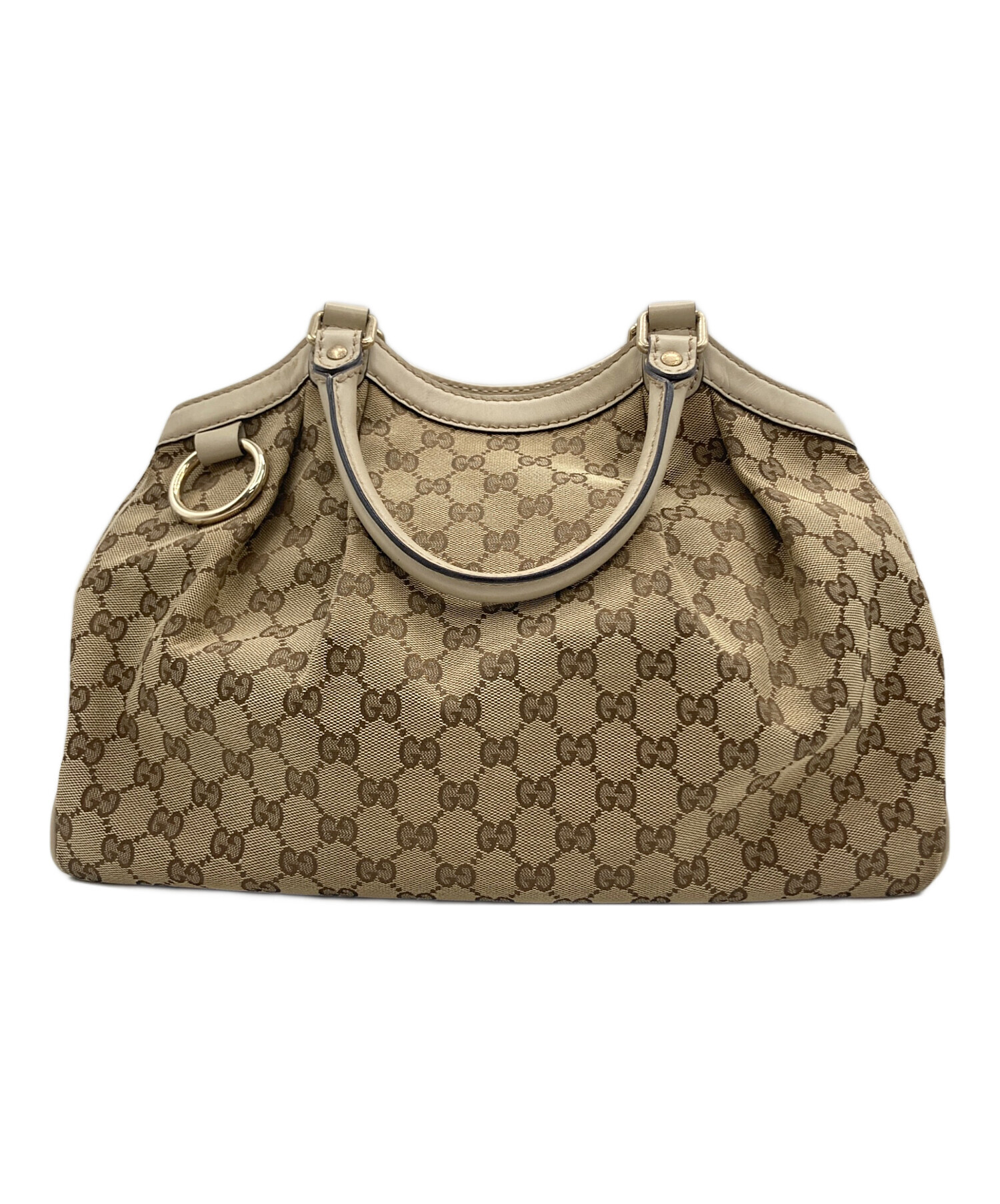 ハンドバッグ GUCCI グッチ グッチシマ ベージュ キャンバス シルバー 