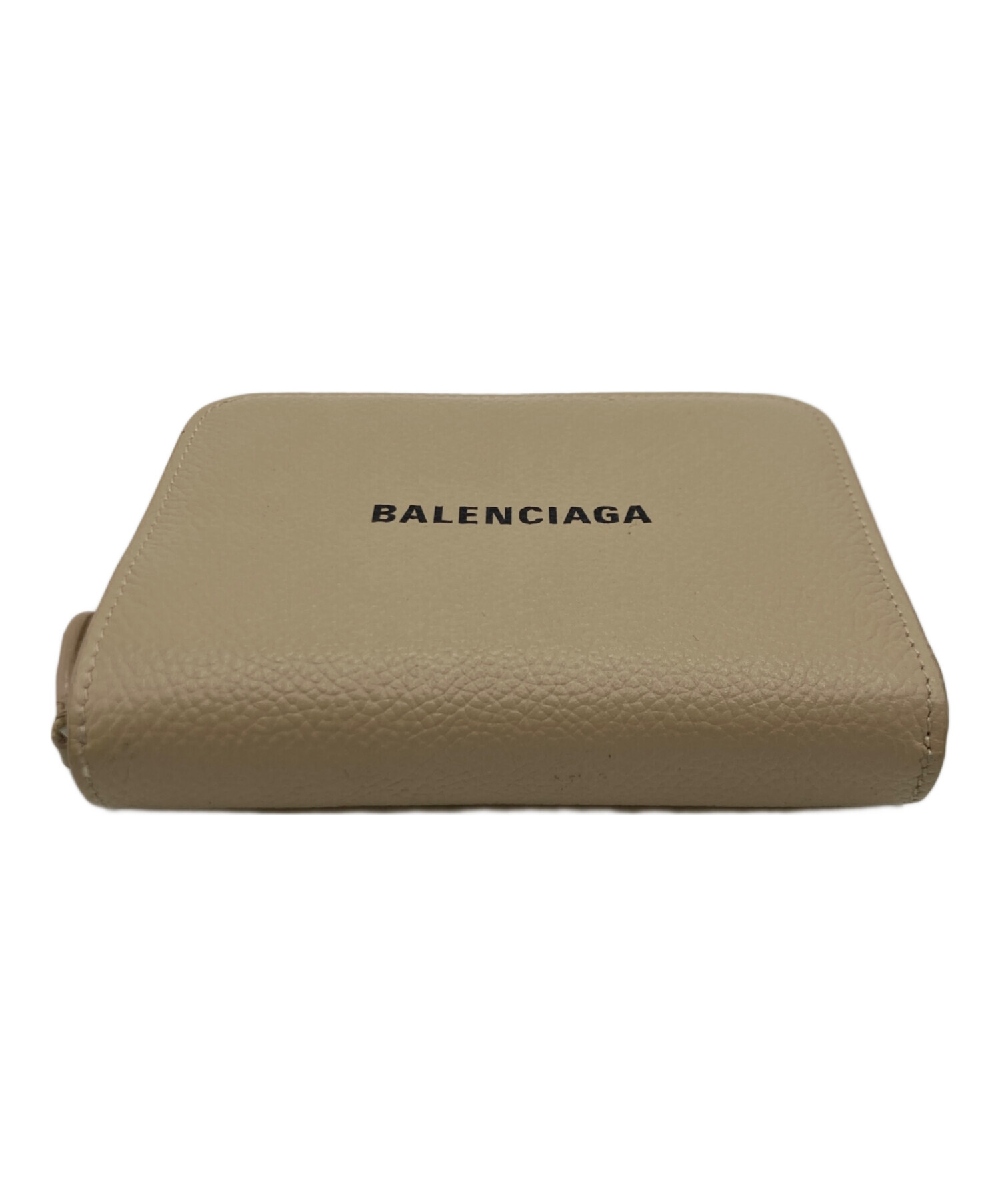 【美品】BALENCIAGA(バレンシアガ) 二つ折り財布 ベージュ ロゴ 中古・古着通販】BALENCIAGA (バレンシアガ) BALENCIAGA ロゴ2つ折り