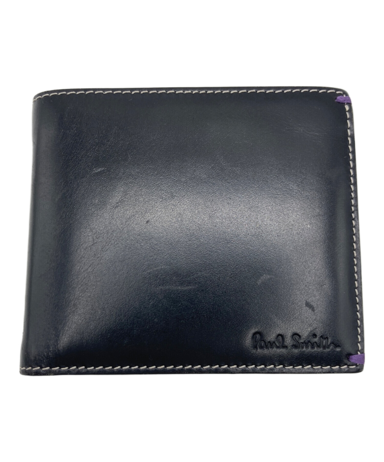 Paul Smith ポールスミス 中古美品 イタリア製 折り財布 レア柄 黒 中古・古着通販】Paul Smith (ポールスミス) 2つ折り財布 ブラック