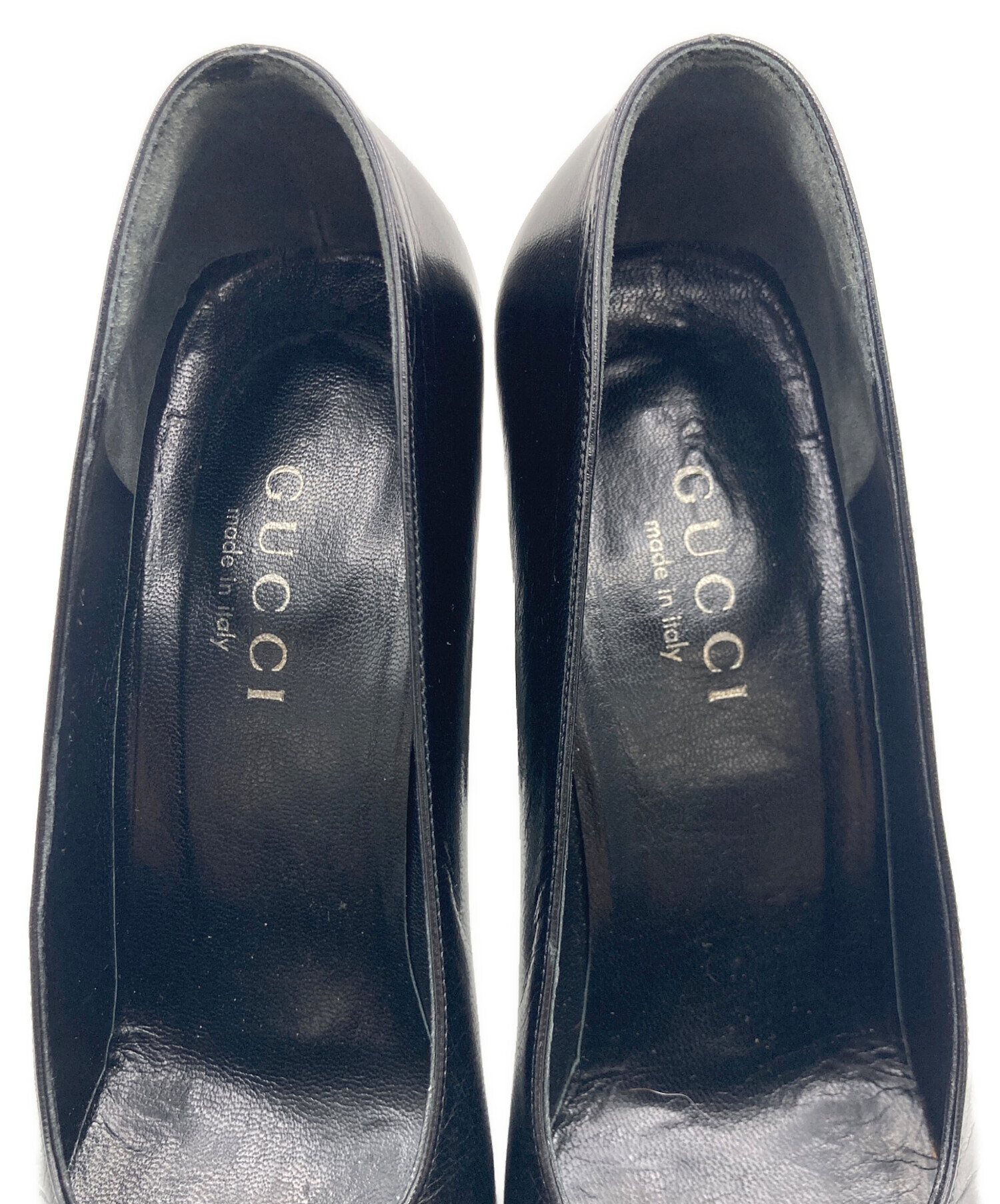 【美品】GUCCIグッチ　ハイヒール　黒　レザー 中古・古着通販】GUCCI (グッチ) GUCCI レザー ハイヒール ブラック