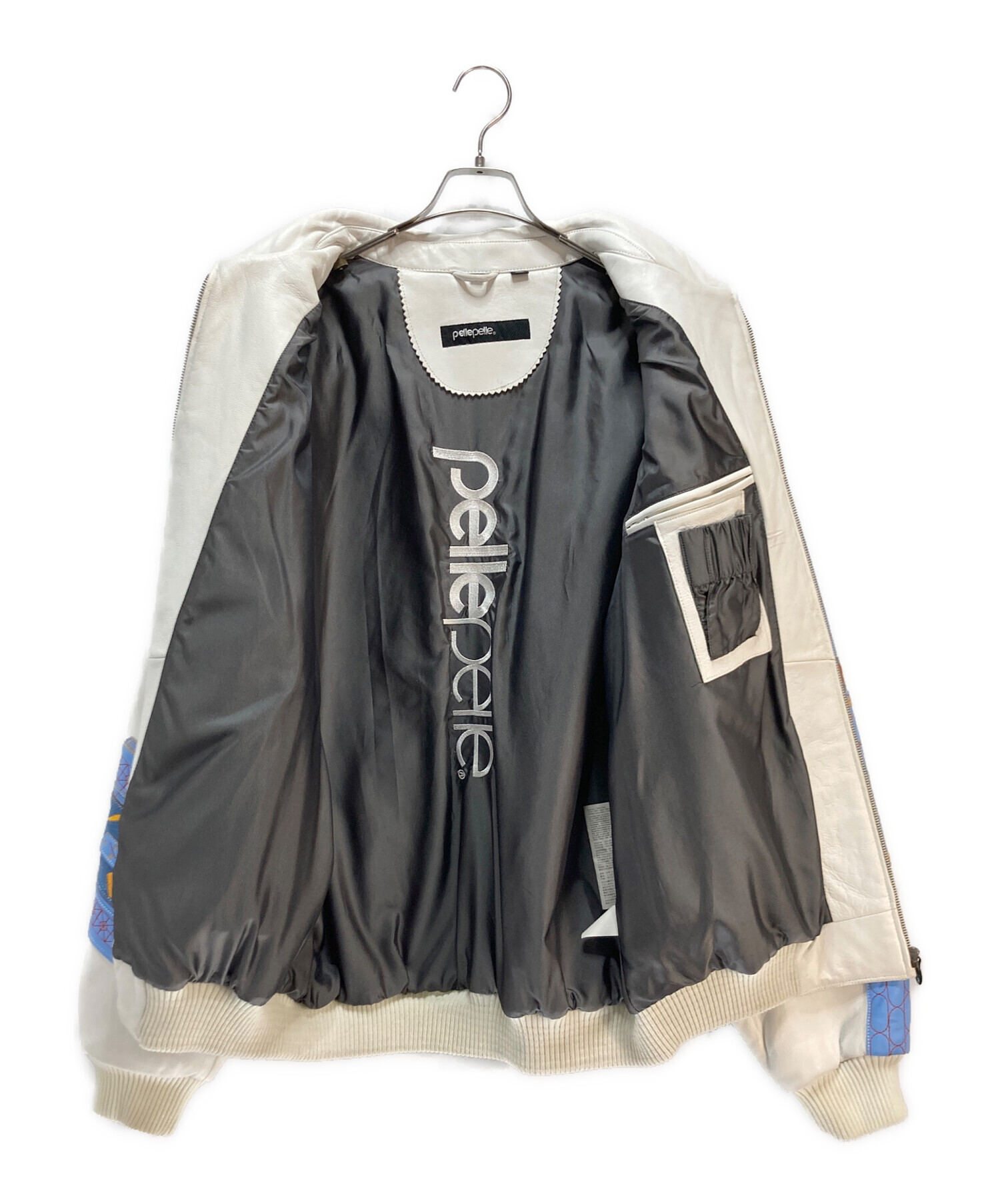 pellepelle ペレペレ) レザージャケット ほぼ未使用 size46 中古・古着通販】pellepelle (ペレペレ) レザージャケット ホワイト