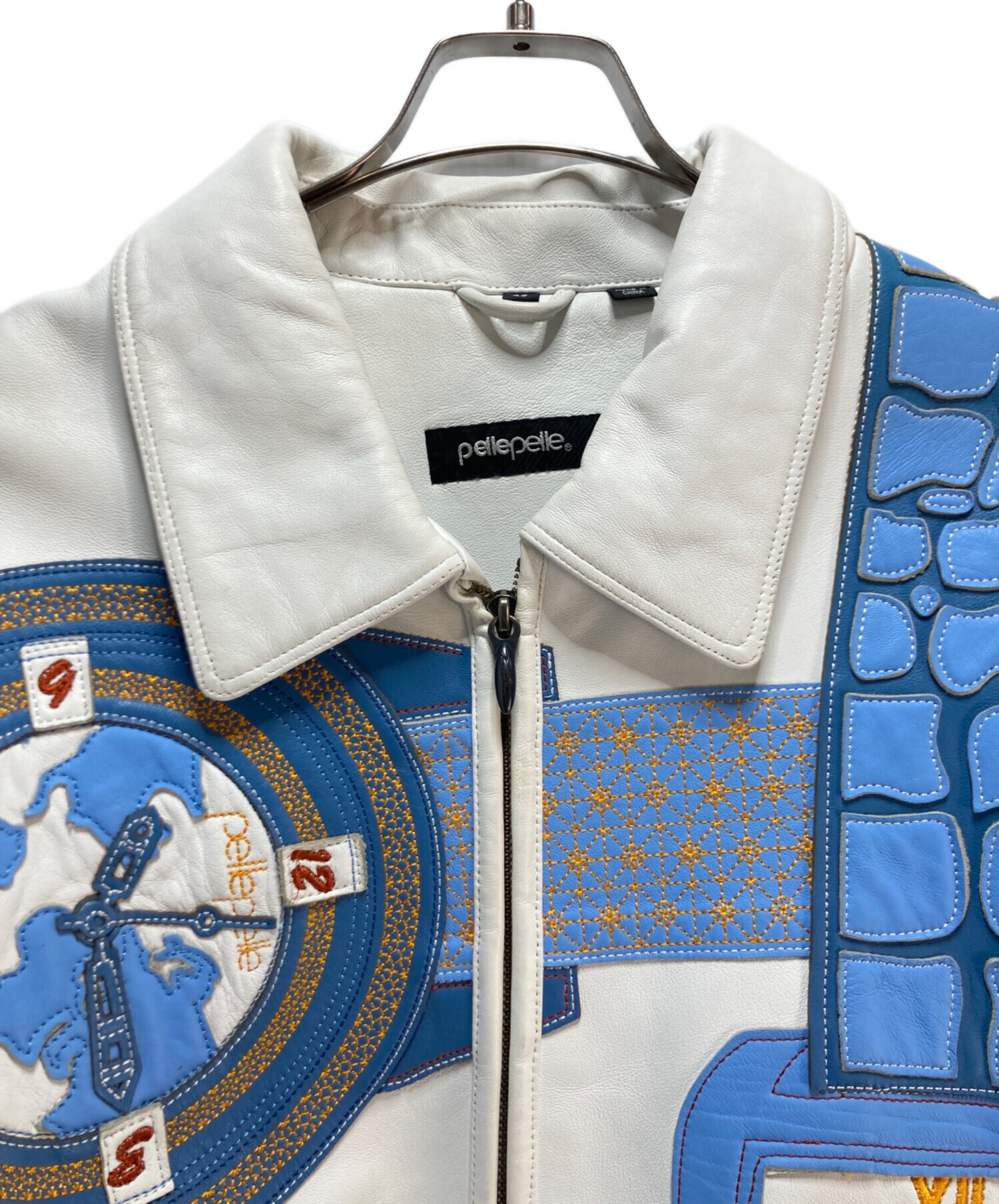 pellepelle ペレペレ) レザージャケット ほぼ未使用 size46 中古・古着通販】pellepelle (ペレペレ) レザージャケット ホワイト