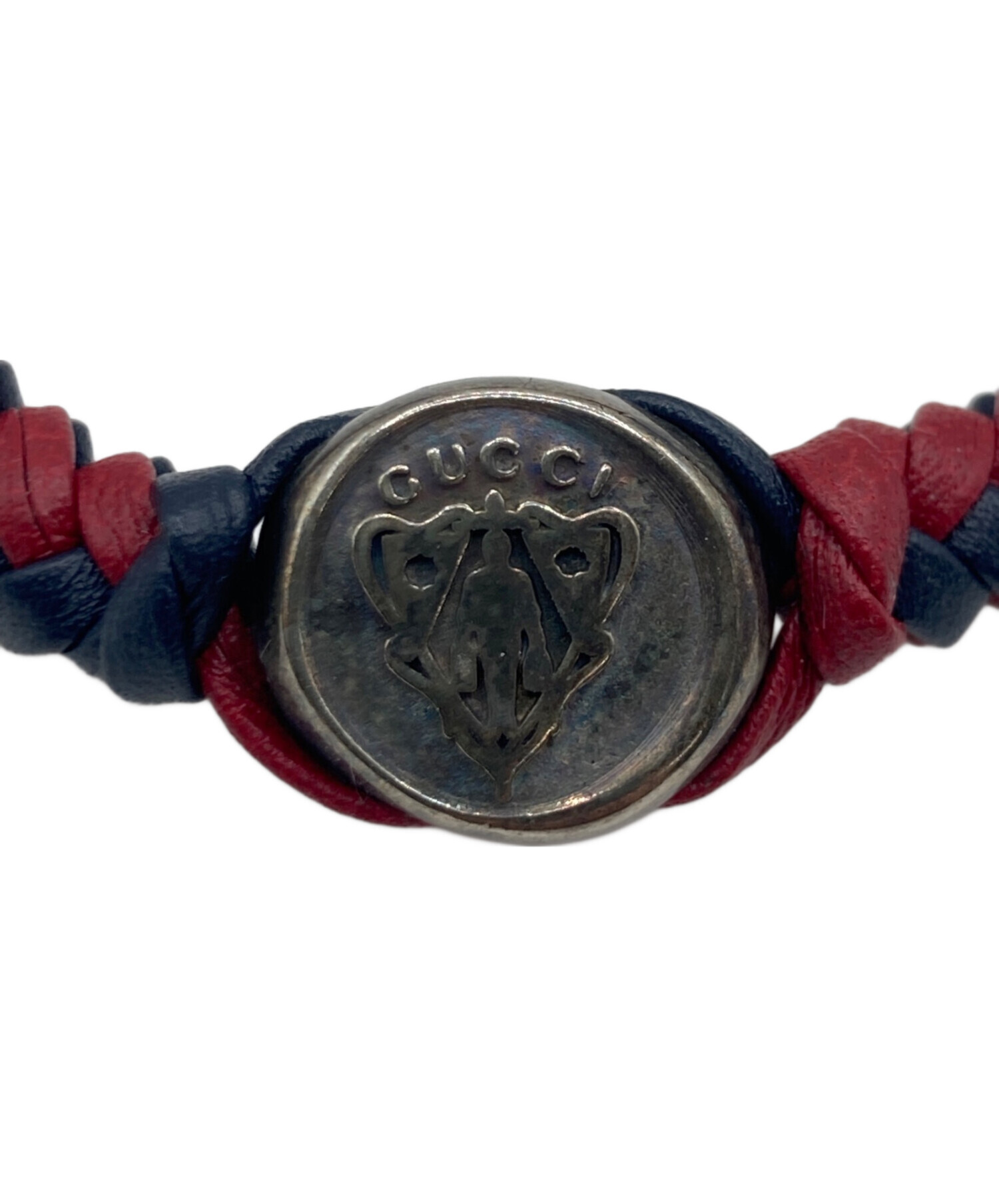 GUCCI グッチ レザー編み込み ブレスレット 中古・古着通販】GUCCI (グッチ) 2連編み込みレザーブレスレット