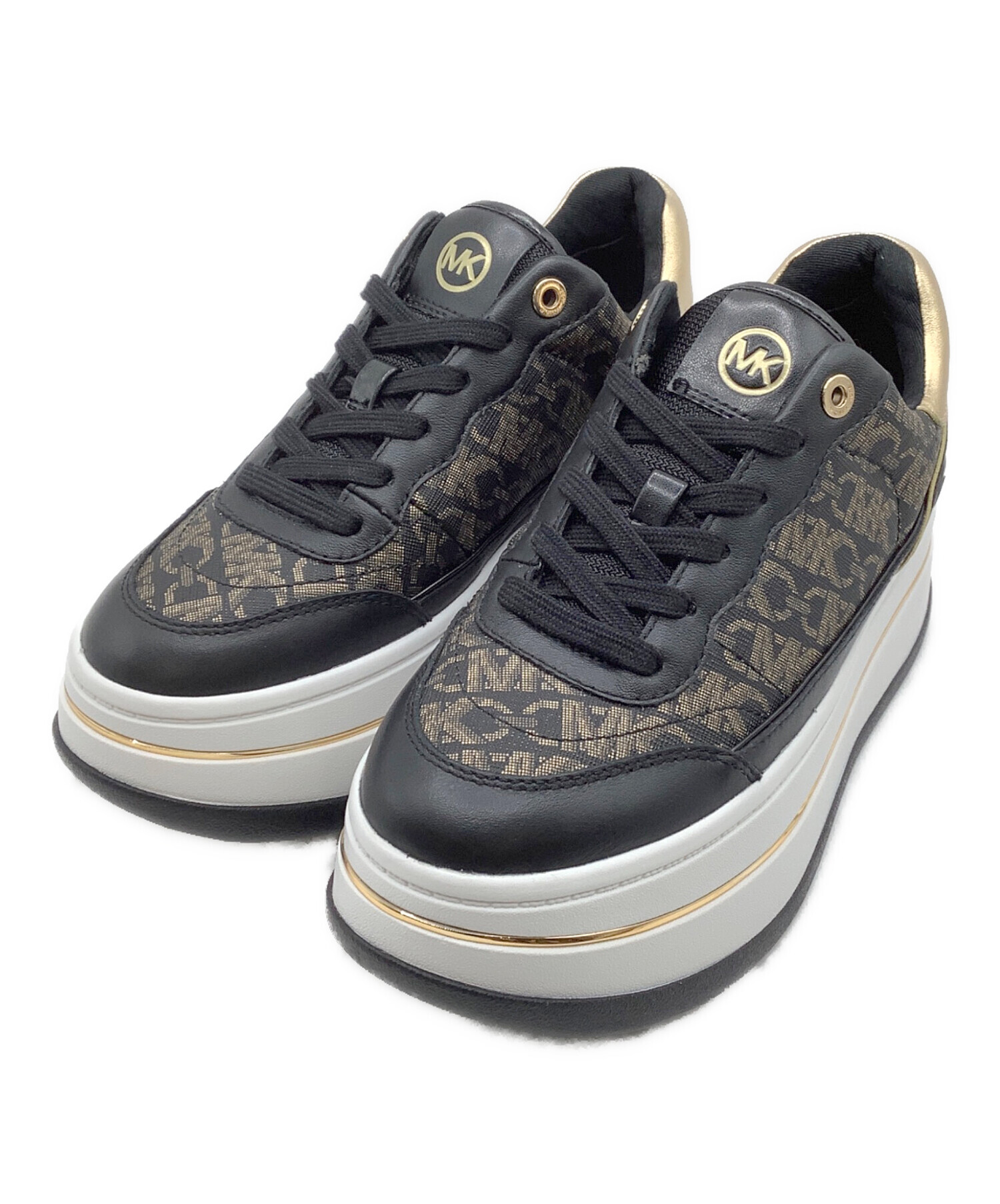 MICHAEL KORS ブラック ゴールド スニーカー 中古・古着通販】MICHAEL KORS (マイケル・コース) 厚底スニーカー
