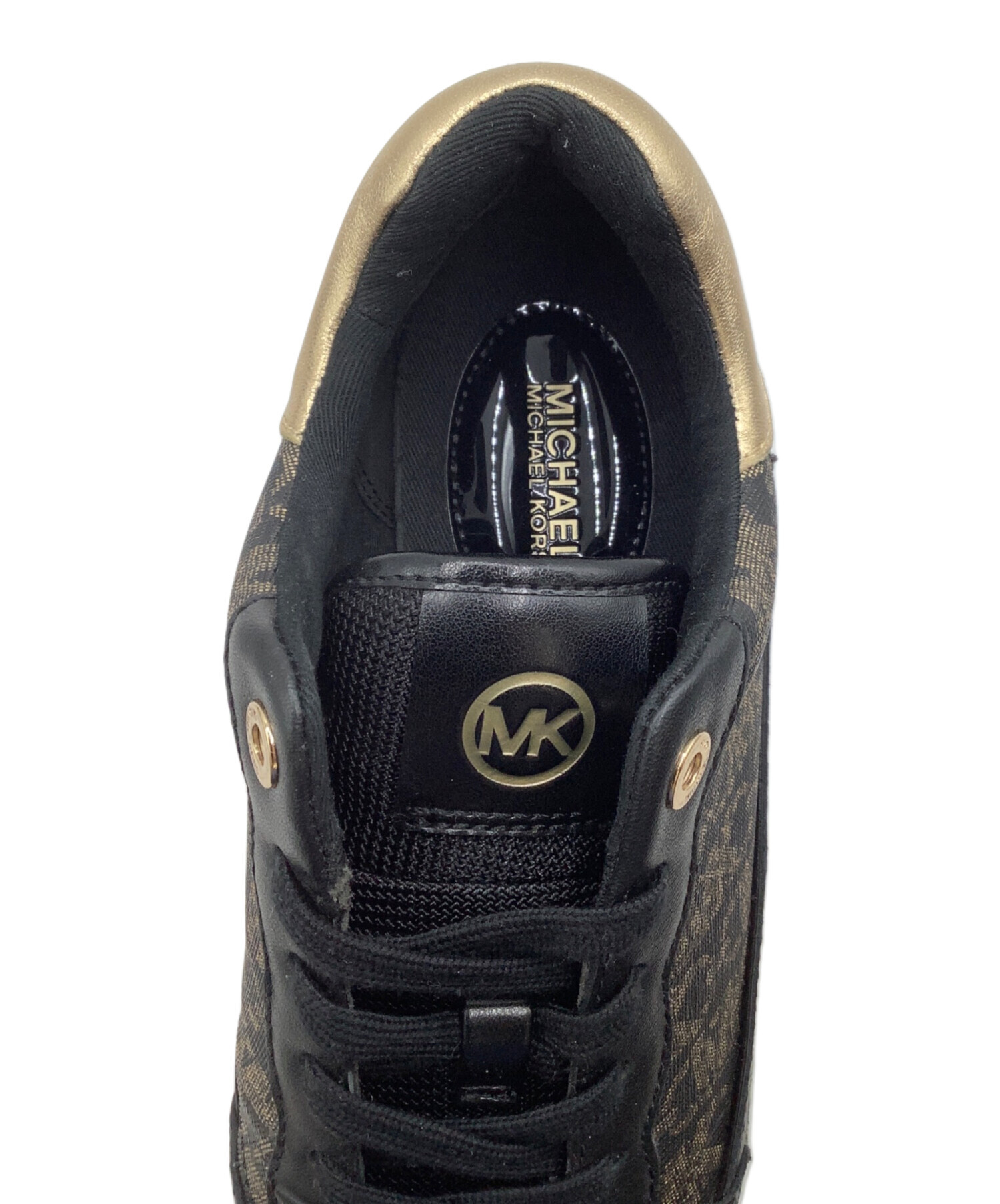 マイケルコース MICHAEL KORS スニーカー ブラック ゴールド 中古・古着通販】MICHAEL KORS (マイケル・コース) 厚底スニーカー