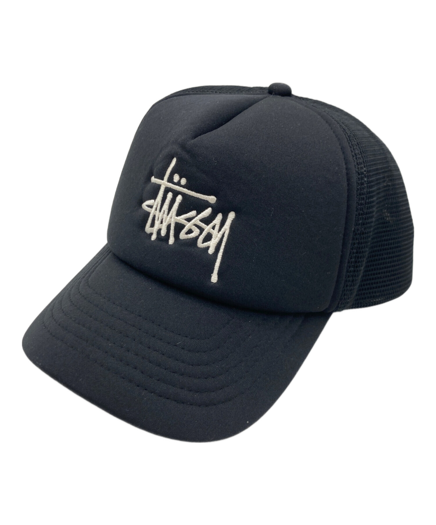 【美品】stussy メッシュキャップ ブラック STUSSY（ステューシー） 【値下げ】stussy メッシュキャップ ブラック