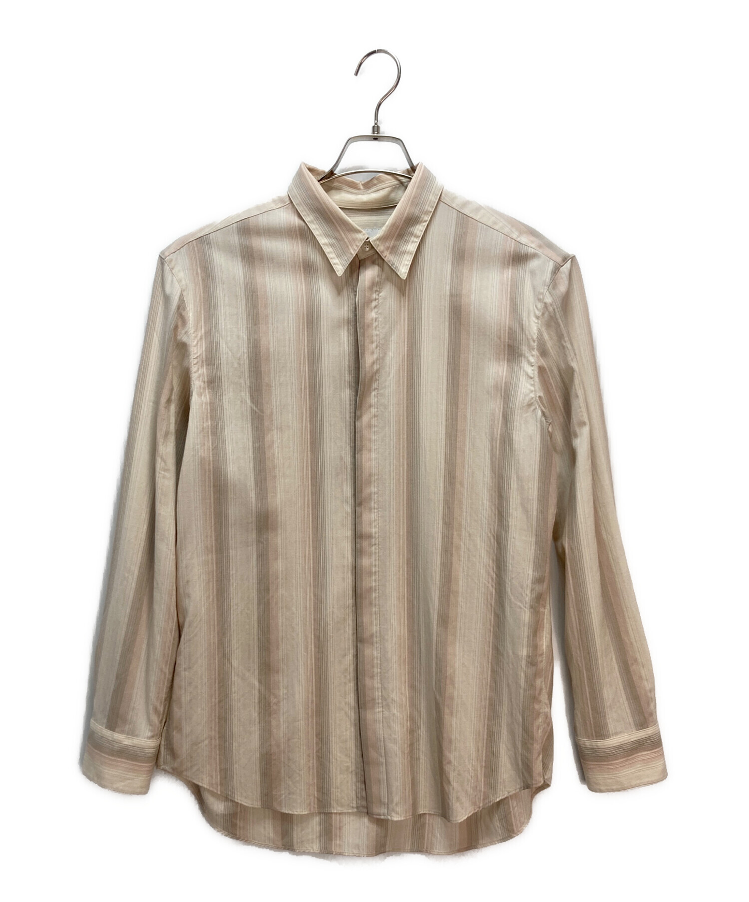 OVERCOAT オーバーコート カジュアルシャツ S ベージュ 【古着】【中古】【送料無料】 中古・古着通販】OVERCOAT (オーバーコート) ストライプシャツ