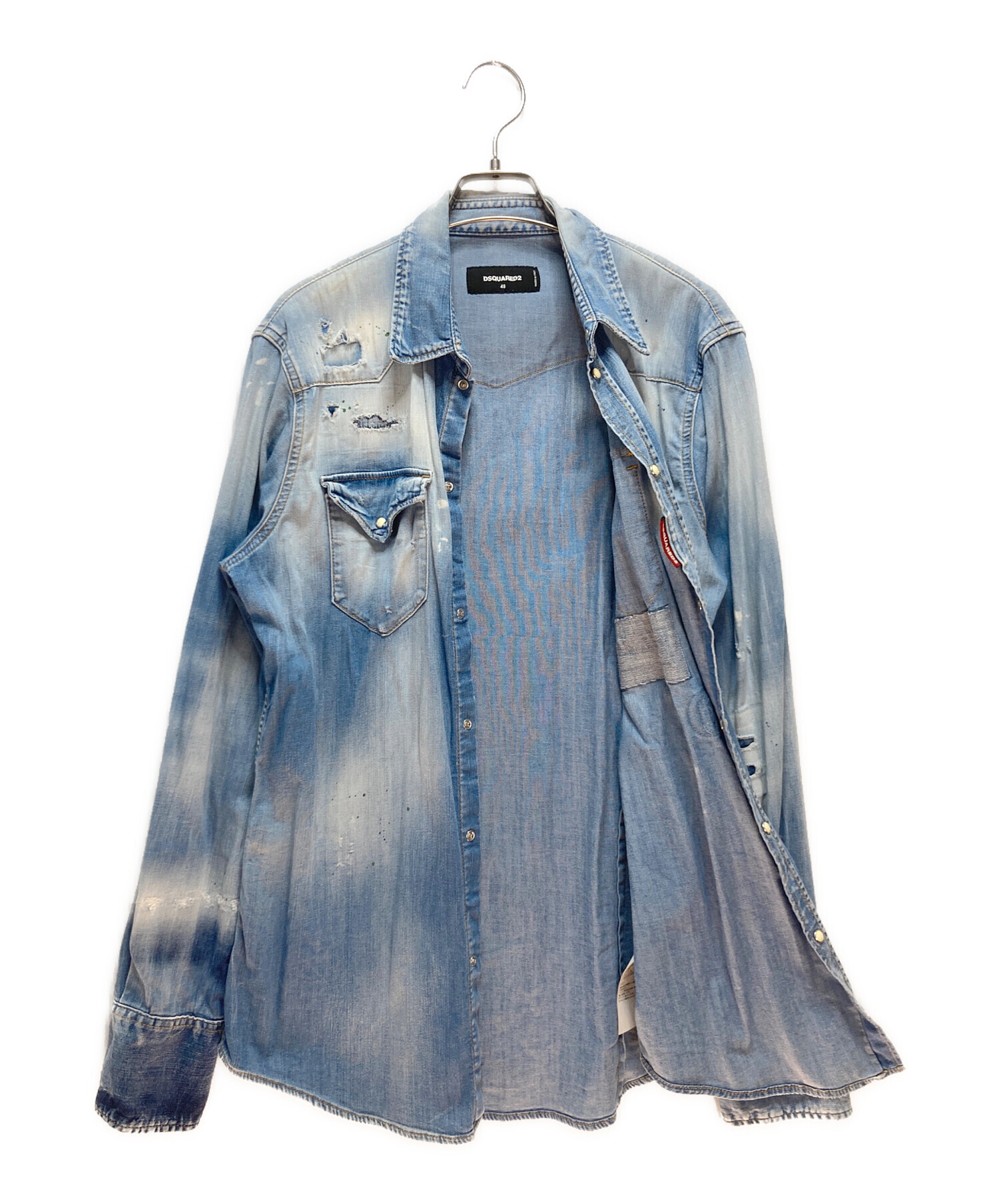 DSQUARED2 デニムシャツ パッチ付き 48 中古・古着通販】DSQUARED2 (ディースクエアード) デニムシャツ