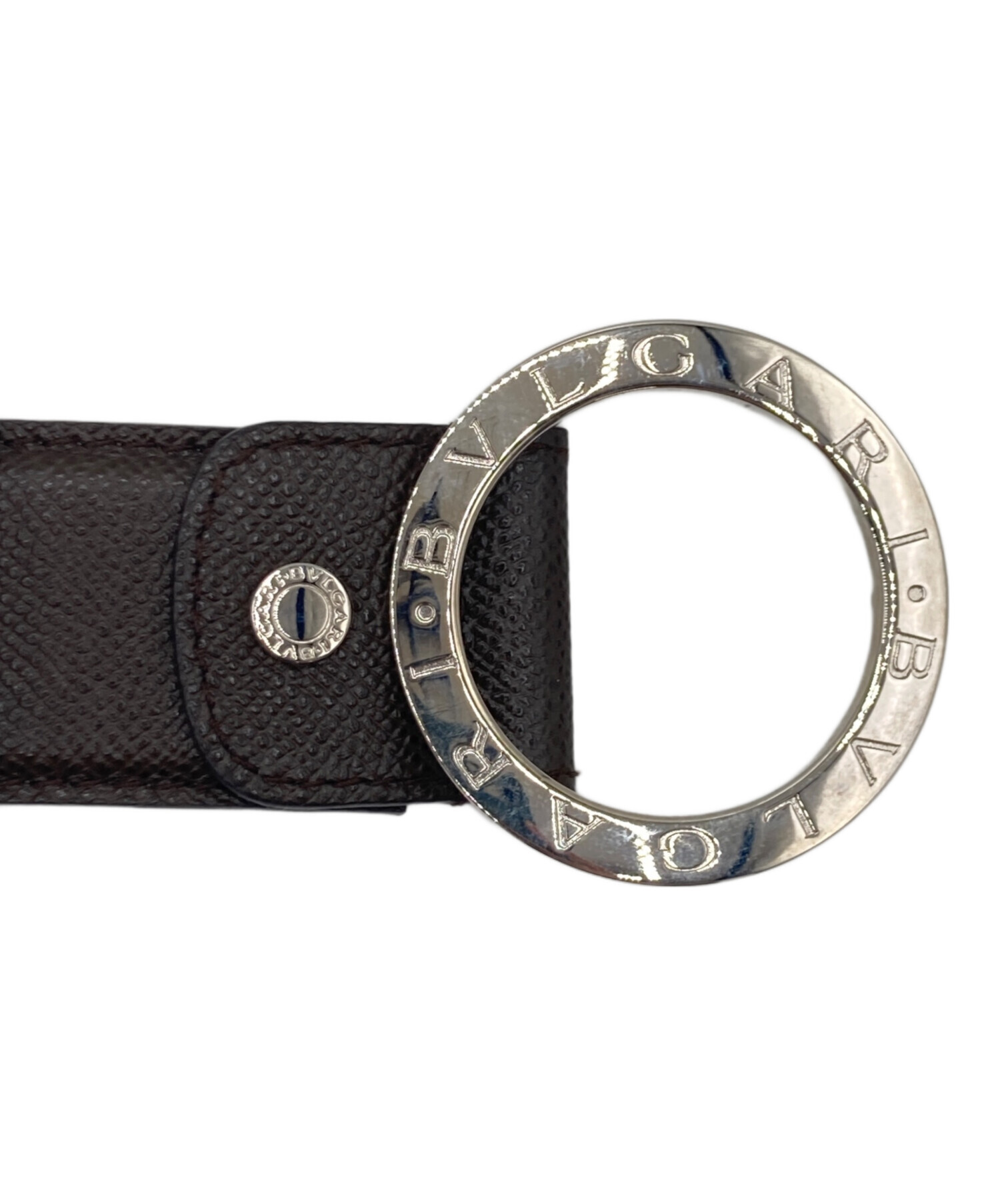 BVLGARI ブラックレザー ラウンドベルト BVLGARI (ブルガリ) レザー ラウンドバックル ベルト BLG38955