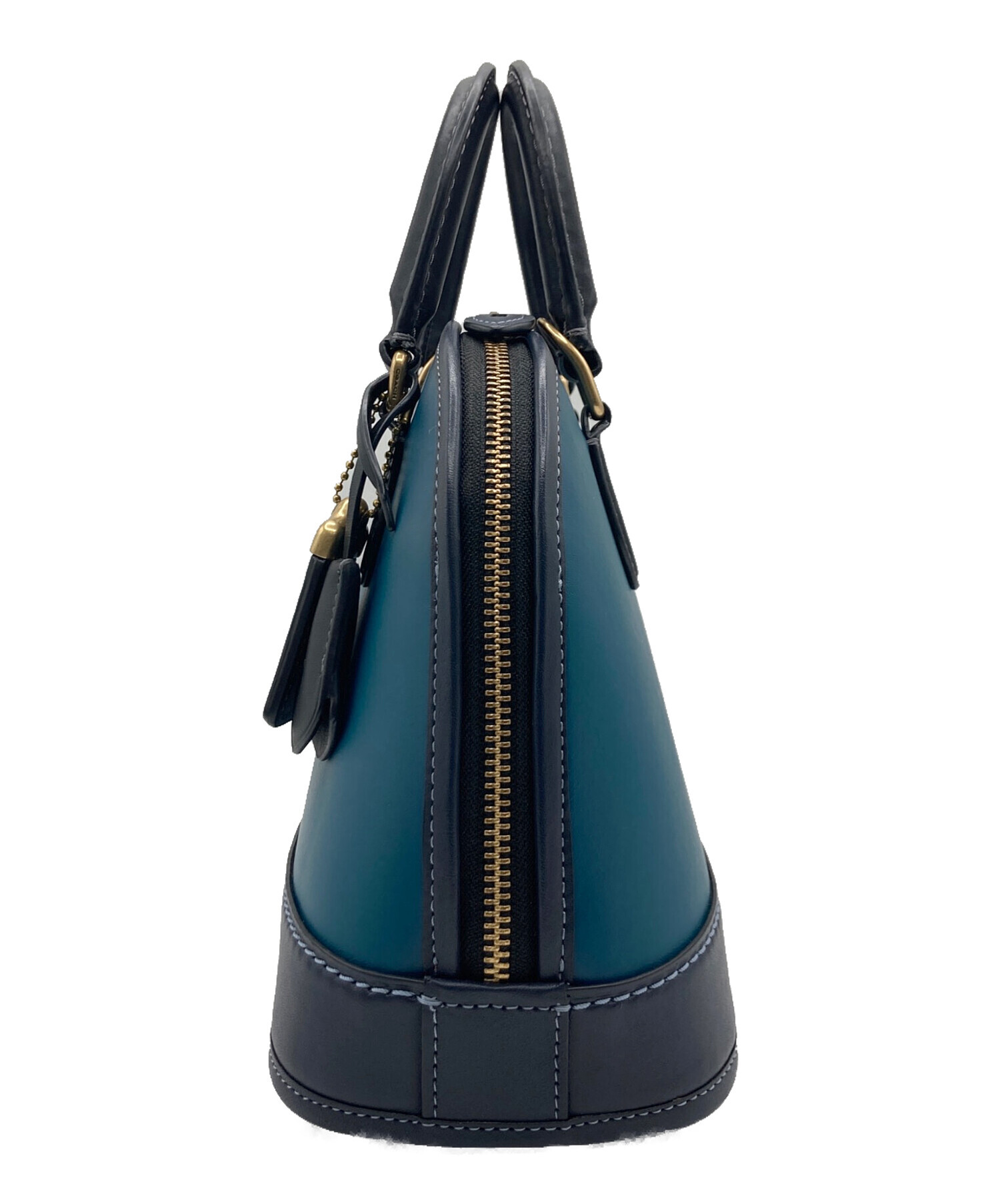 中古・古着通販】COACH (コーチ) 2WAYバッグ ネイビー×グリーン