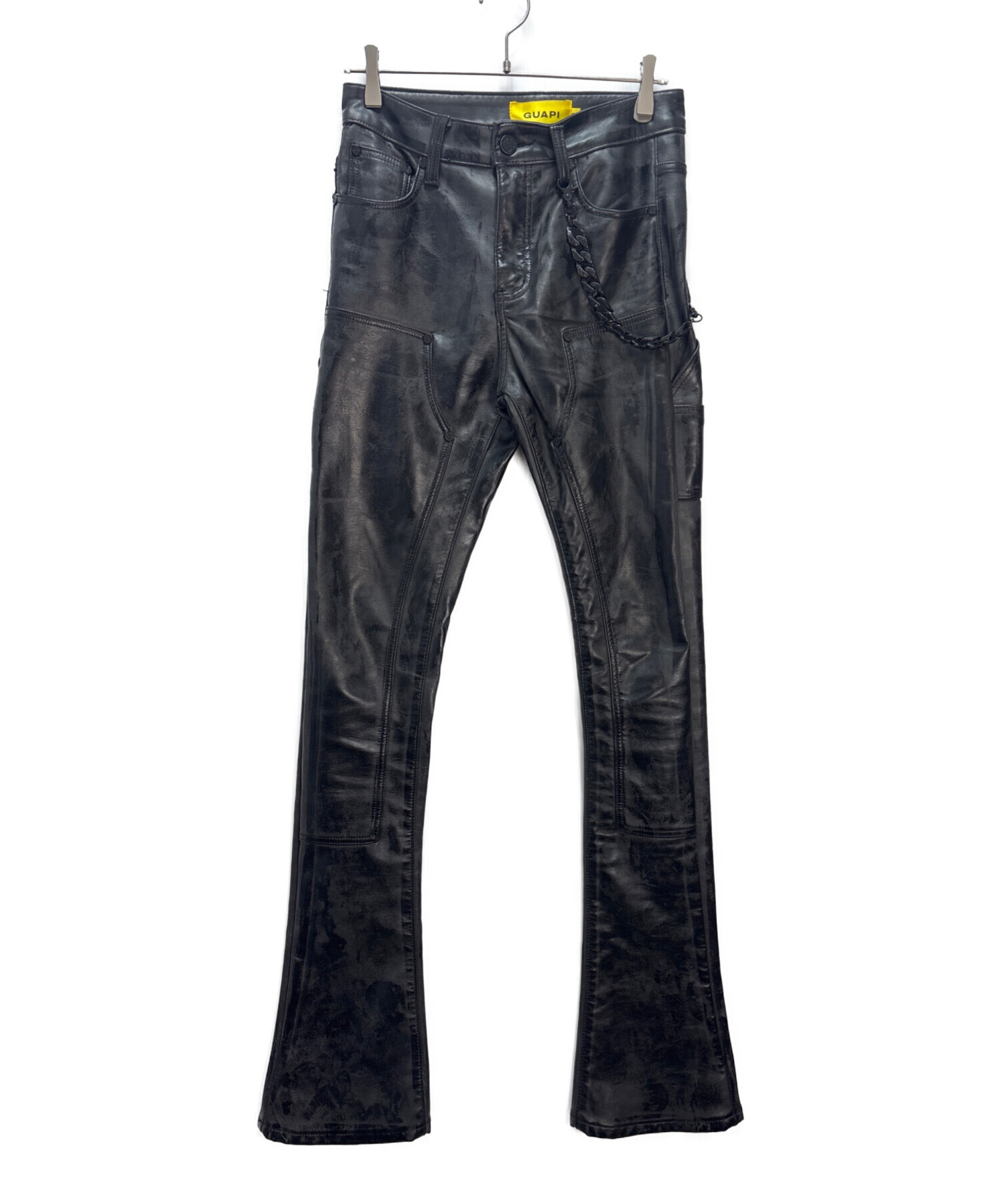 希少 GUAPI PREMIUM グアピ　レザーフレアパンツ30 中古・古着通販】GUAPI (グアピ) レザーフレアパンツ ブラック サイズ