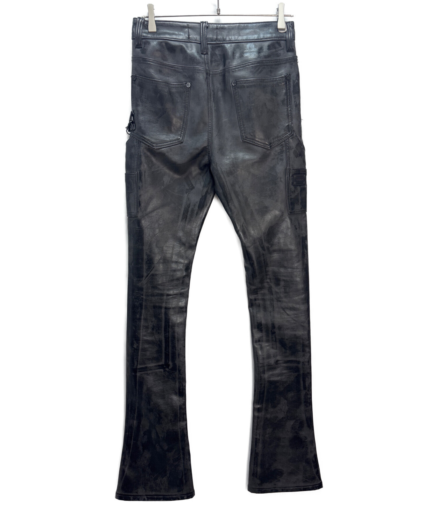 中古・古着通販】GUAPI (グアピ) レザーフレアパンツ ブラック サイズ