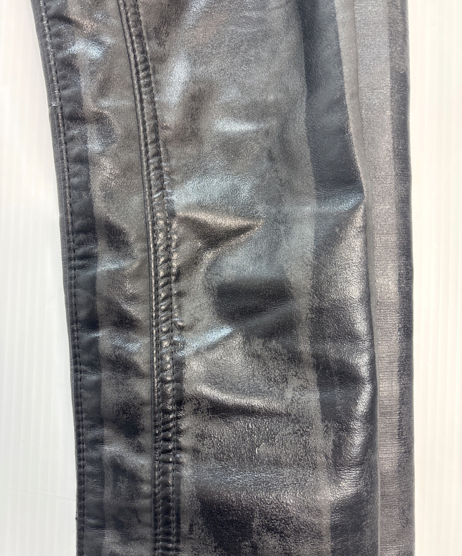 中古・古着通販】GUAPI (グアピ) レザーフレアパンツ ブラック サイズ