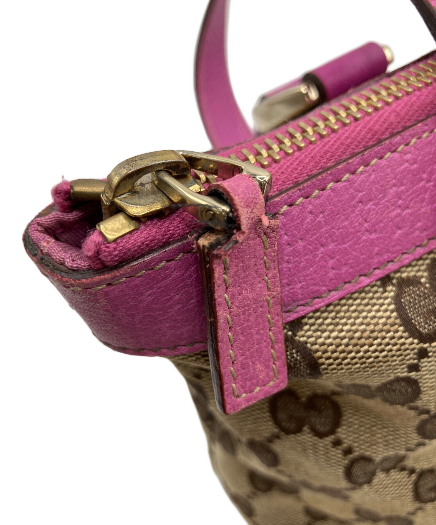 中古・古着通販】GUCCI (グッチ) アビー ハンドバッグ ブラウン×ピンク