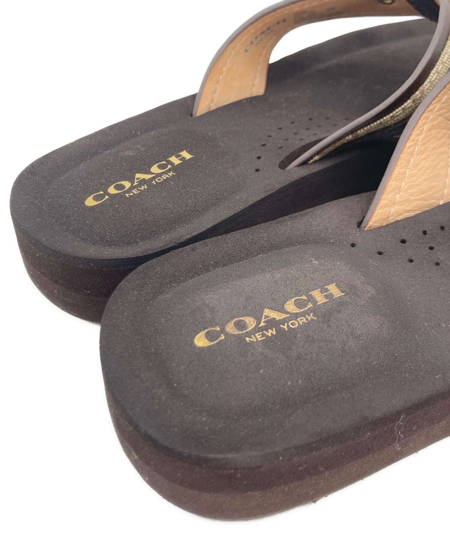 中古・古着通販】COACH (コーチ) シグネチャ トングサンダル ブラウン