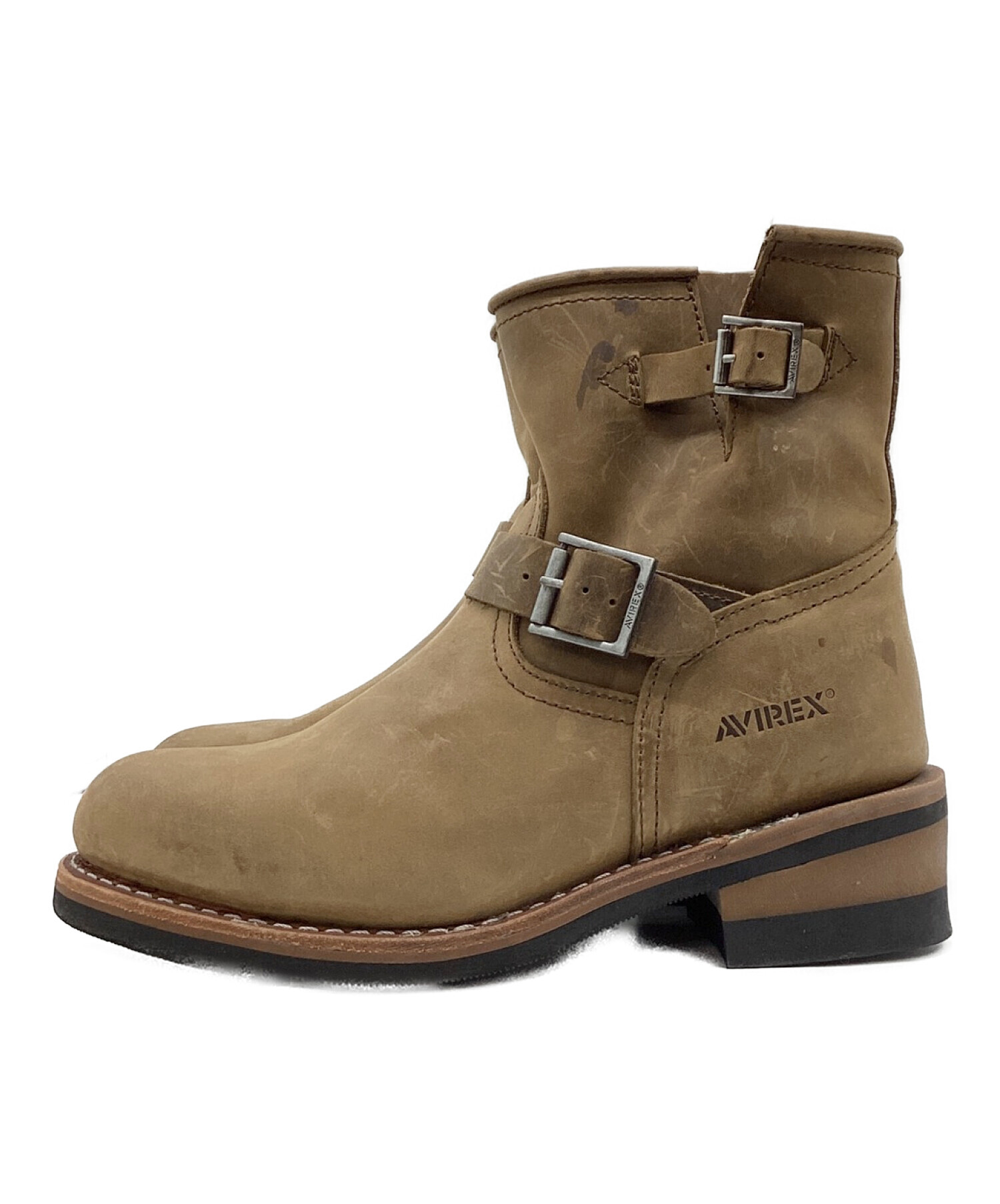 [希少]AVIREX　スエードエンジニアブーツ　バックロゴ　ベージュ　25cm 希少]AVIREX スエードエンジニアブーツ バックロゴ ベージュ 25cm