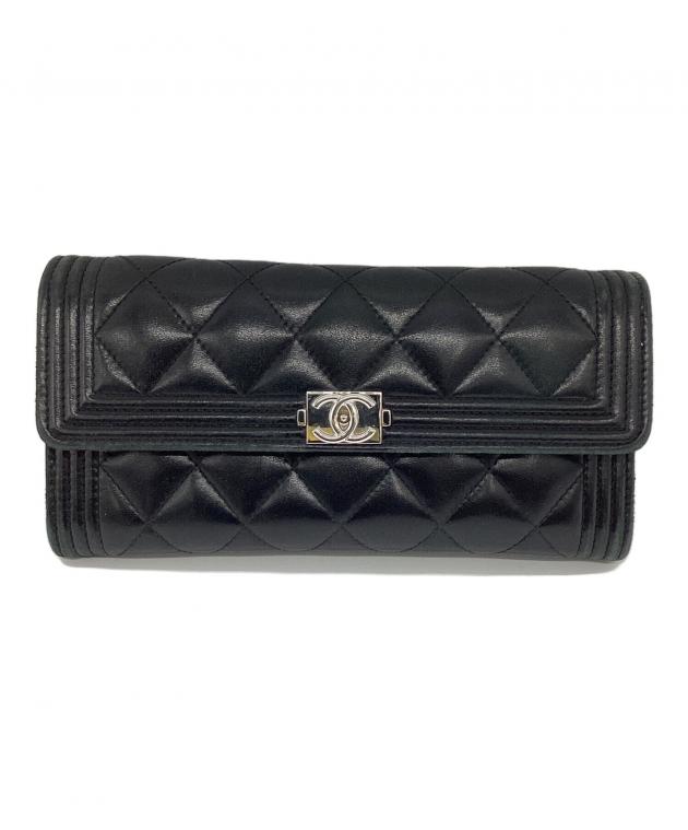 中古・古着通販】CHANEL (シャネル) ボーイシャネル 長財布 ブラック